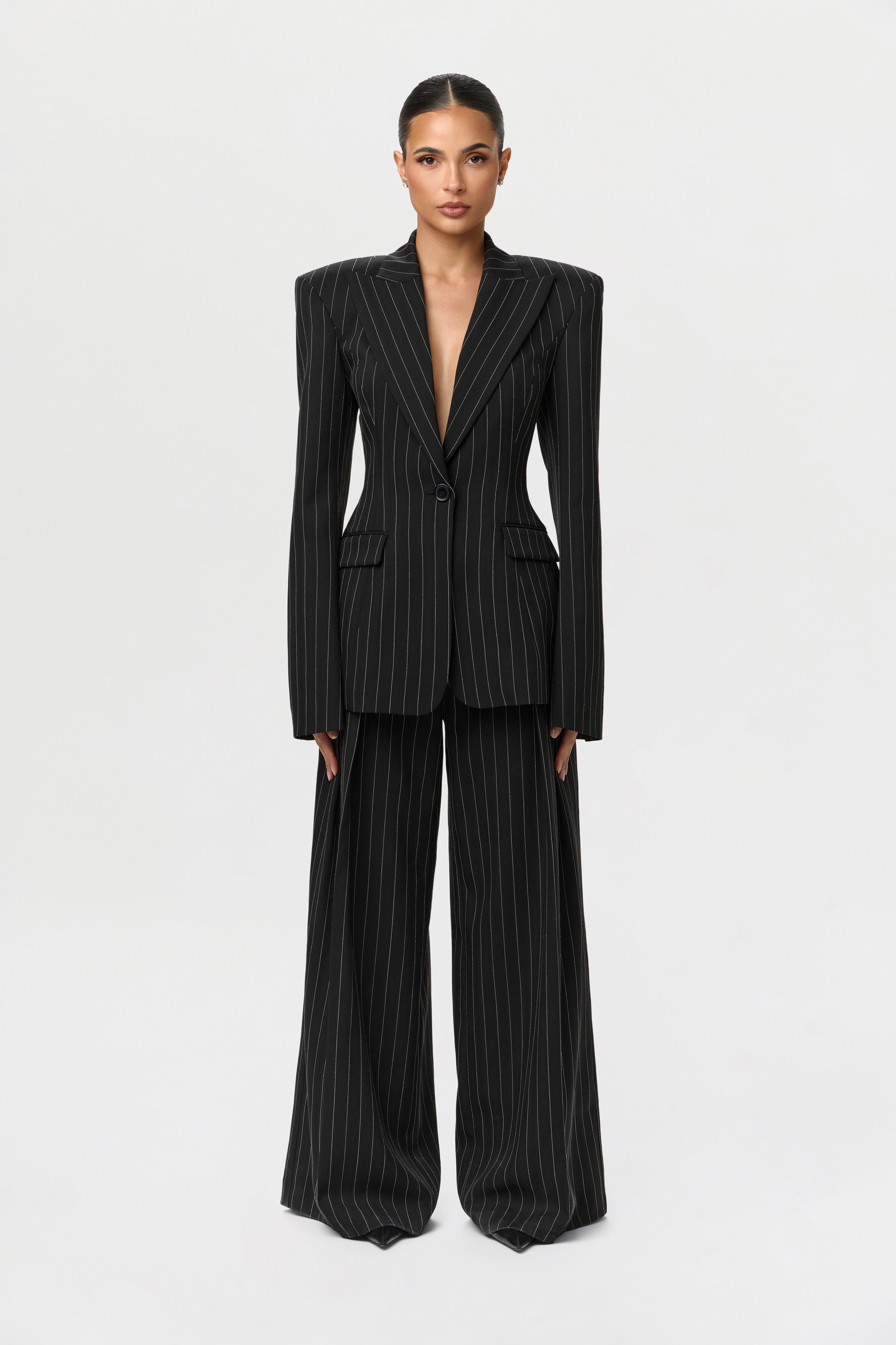 Suiting Pinstripe Wide-Leg Pant