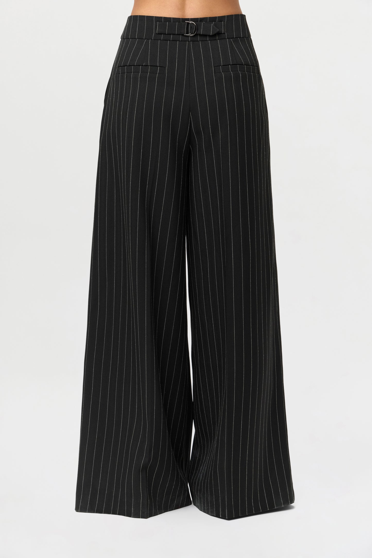 Pinstripe Suited Wide-Leg Pant