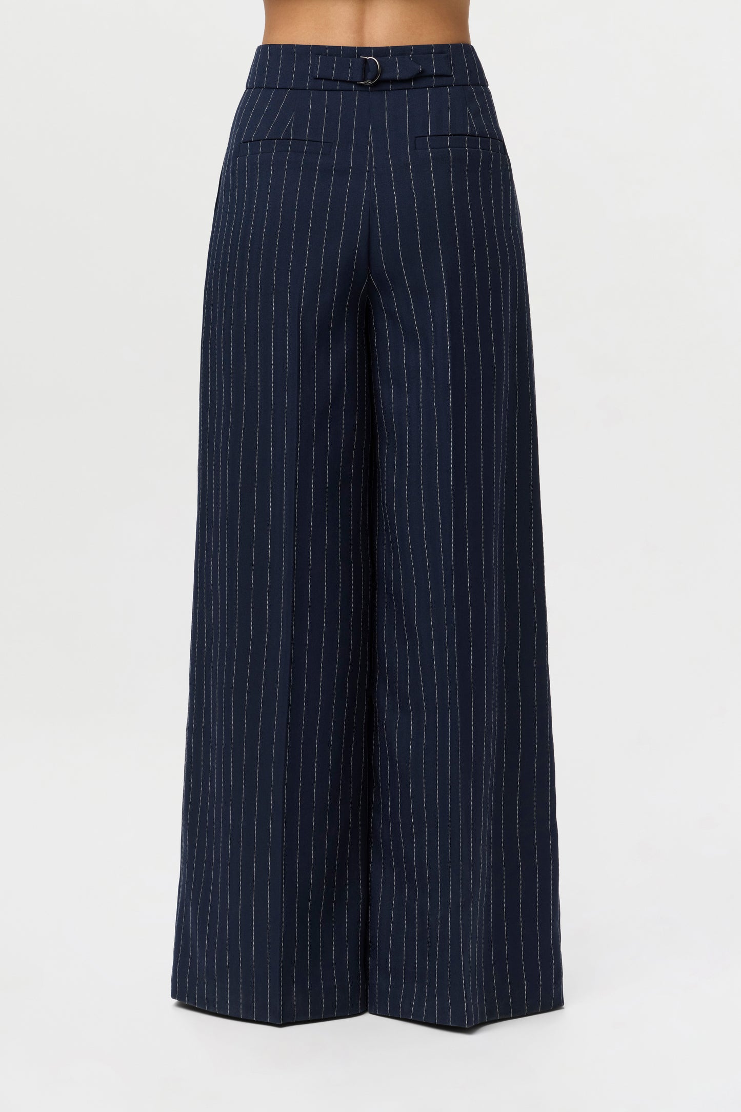 Pinstripe Suited Wide-Leg Pant