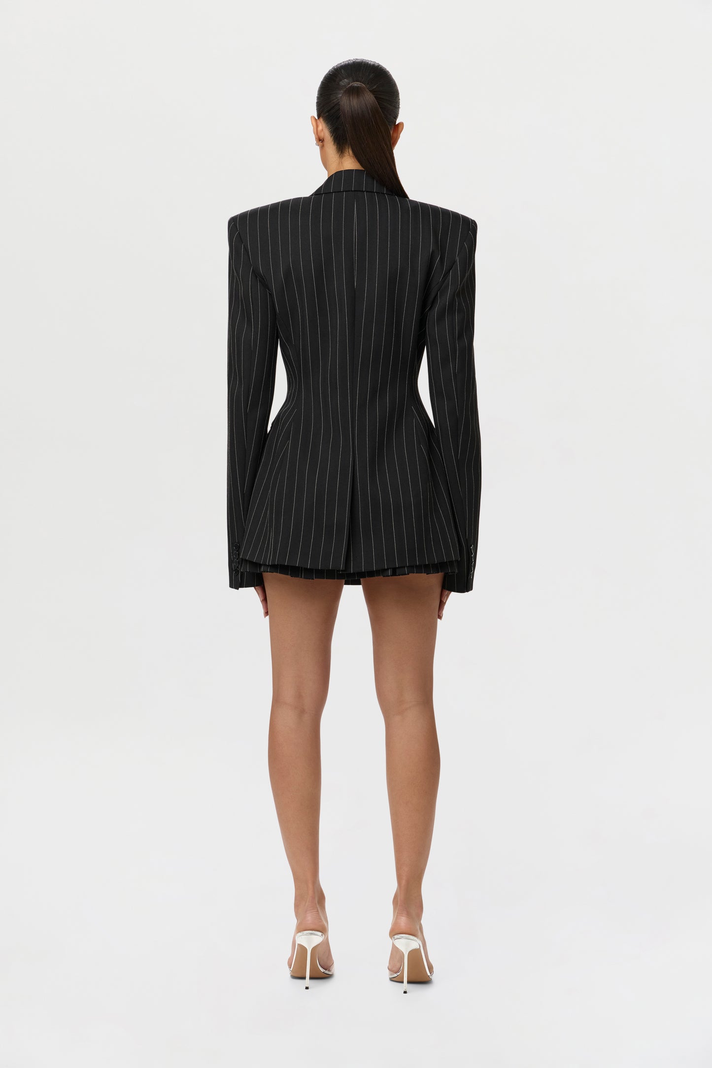 Pinstripe Suiting Pleated Mini Skirt