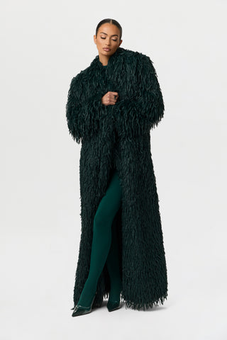 Faux Feather Long Coat