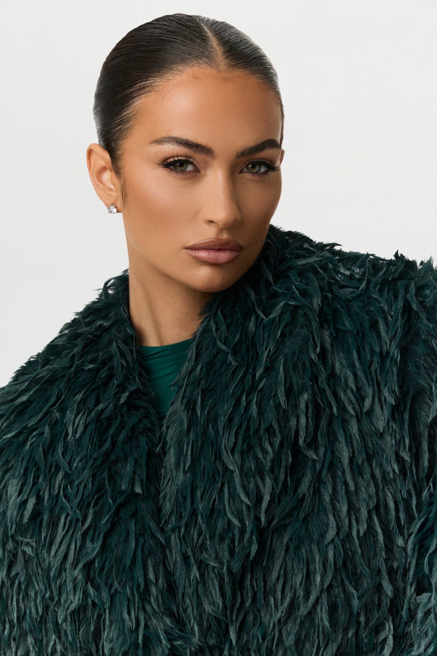 Faux Feather Long Coat