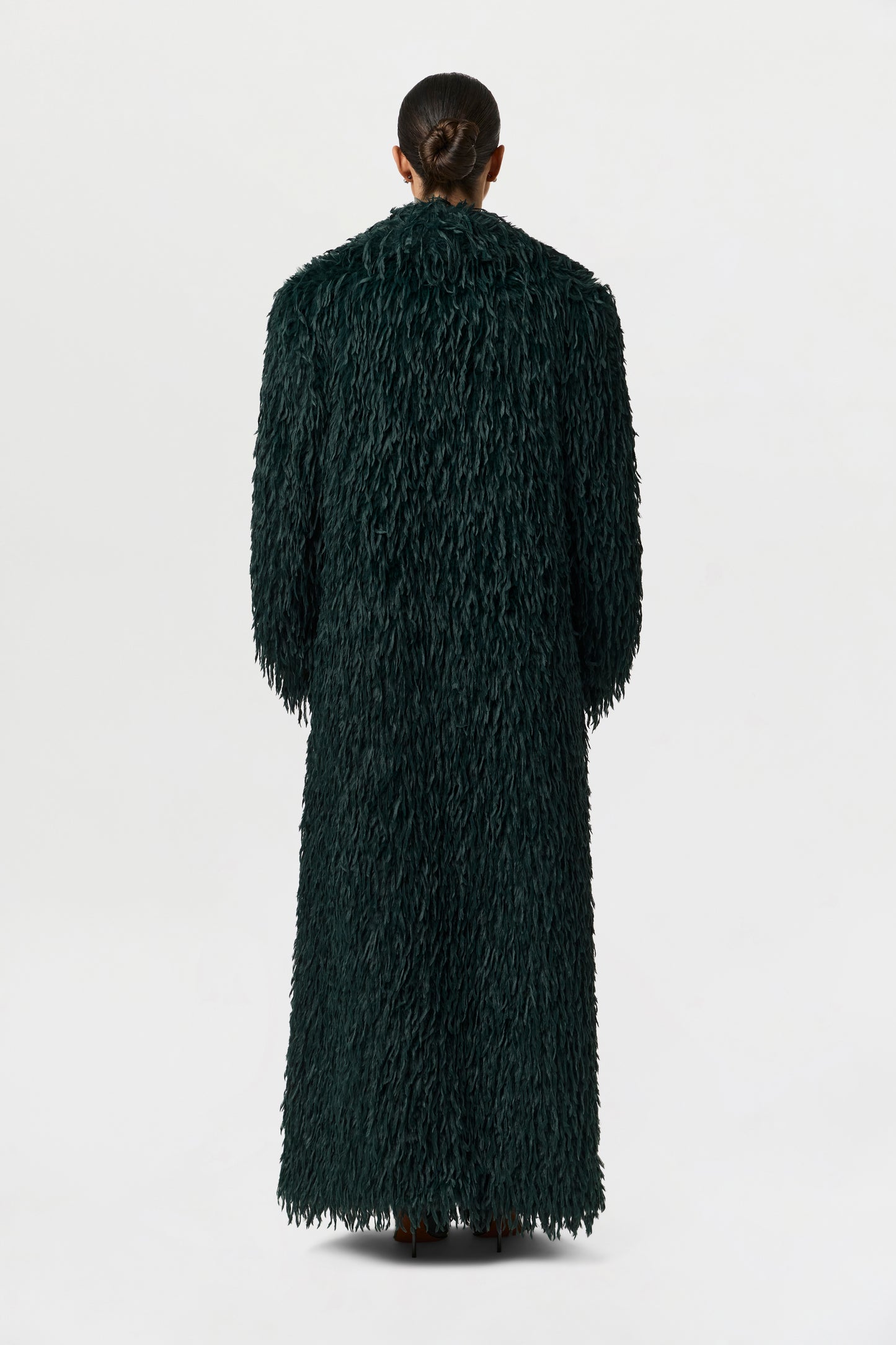 Faux Feather Long Coat