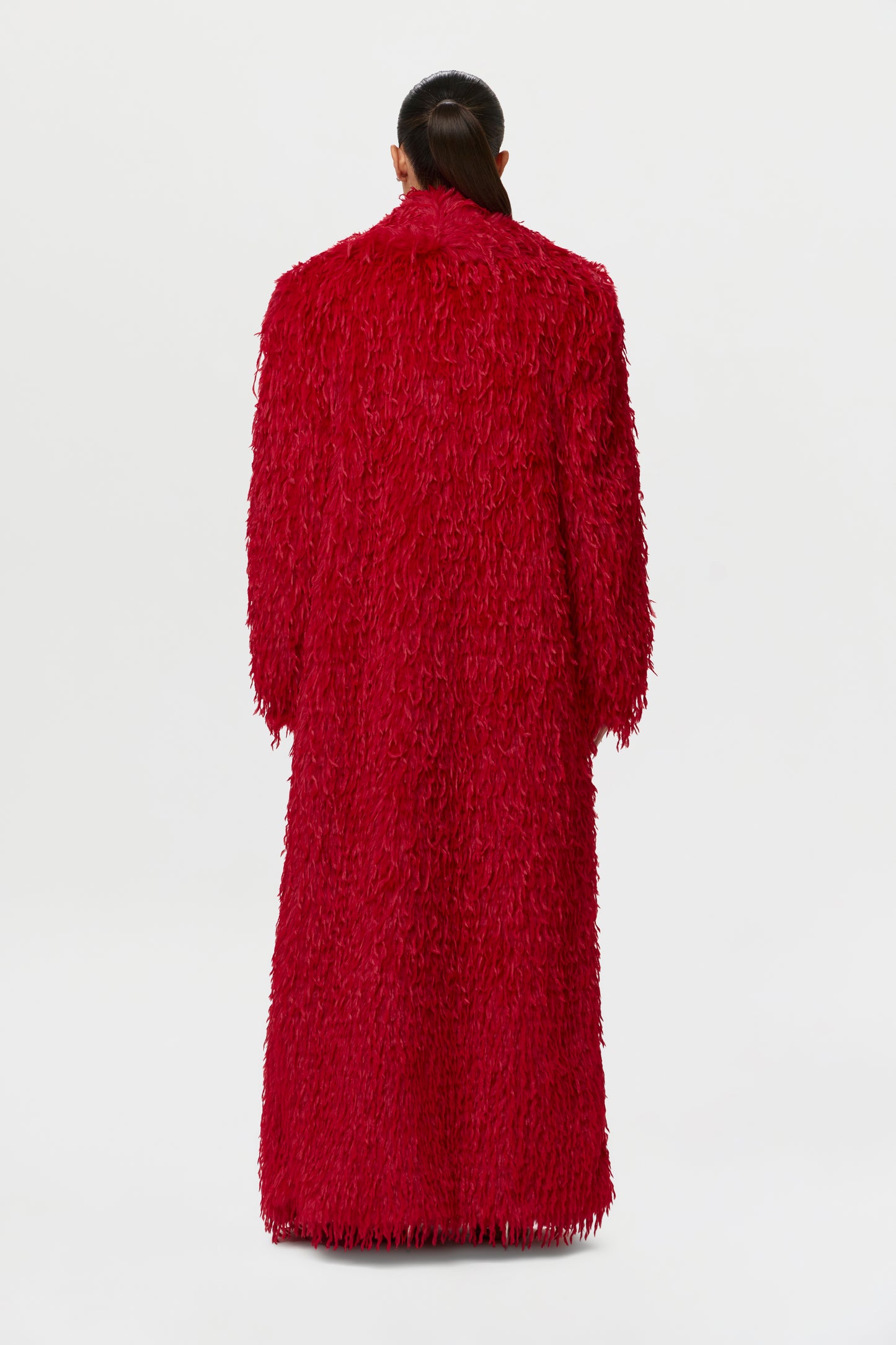 Faux Feather Long Coat