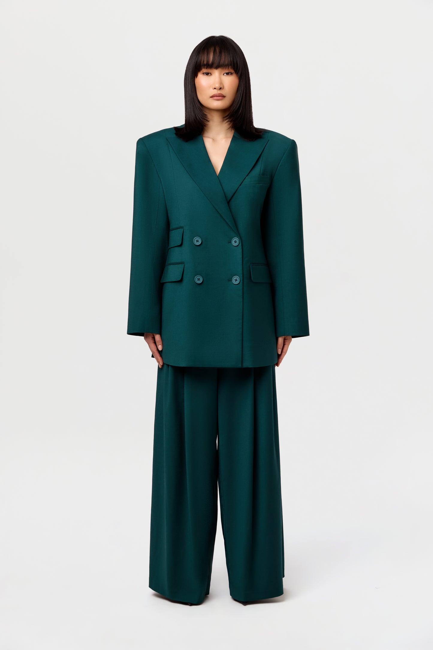 Suiting Pleated Wide-Leg Pant