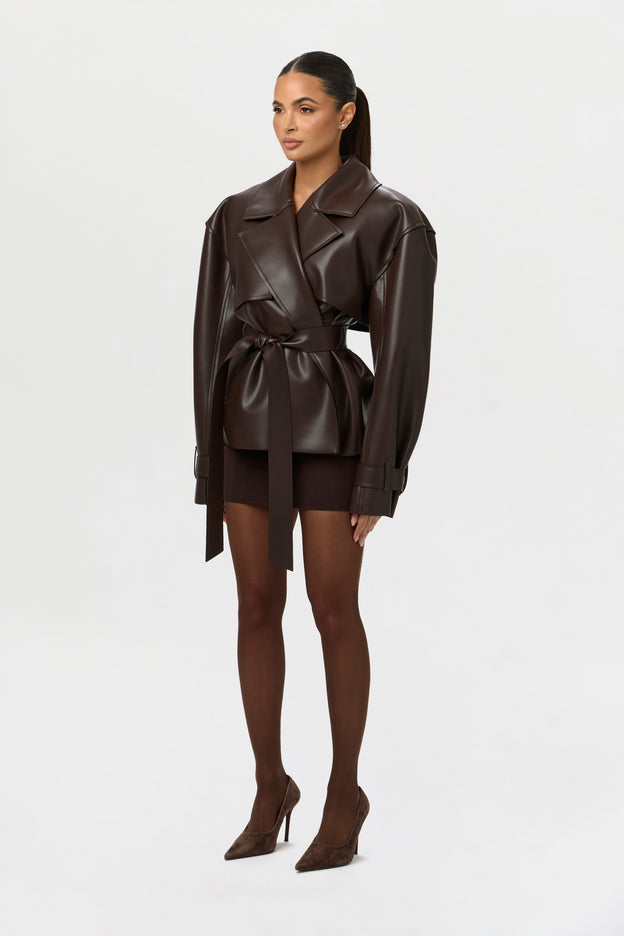 Vegan Leather Trench Jacket