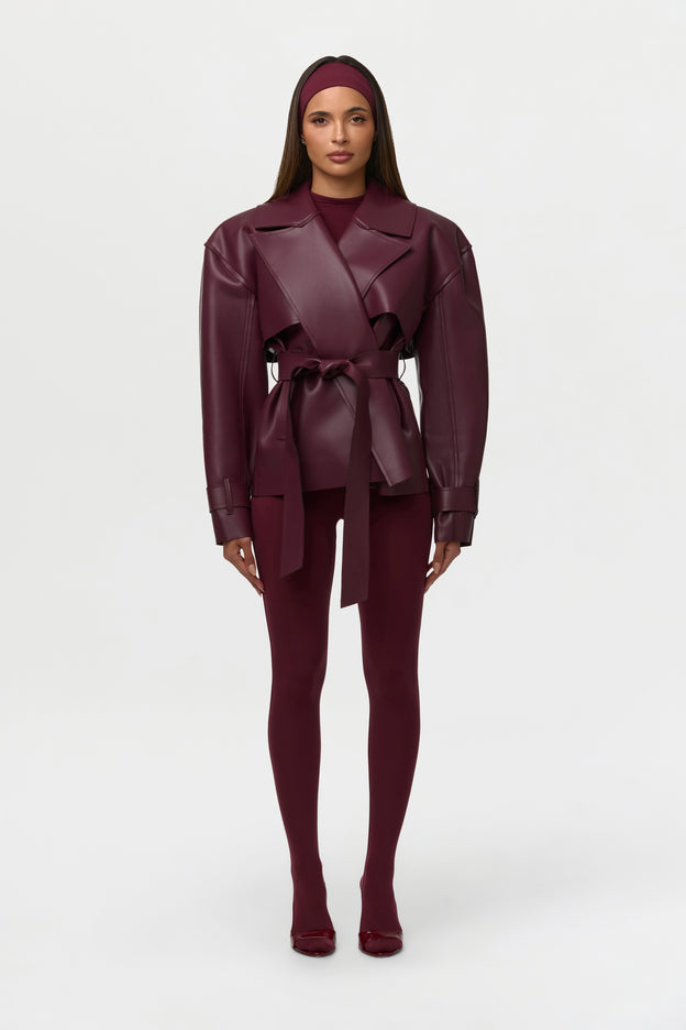 Vegan Leather Cropped Trench Jacket