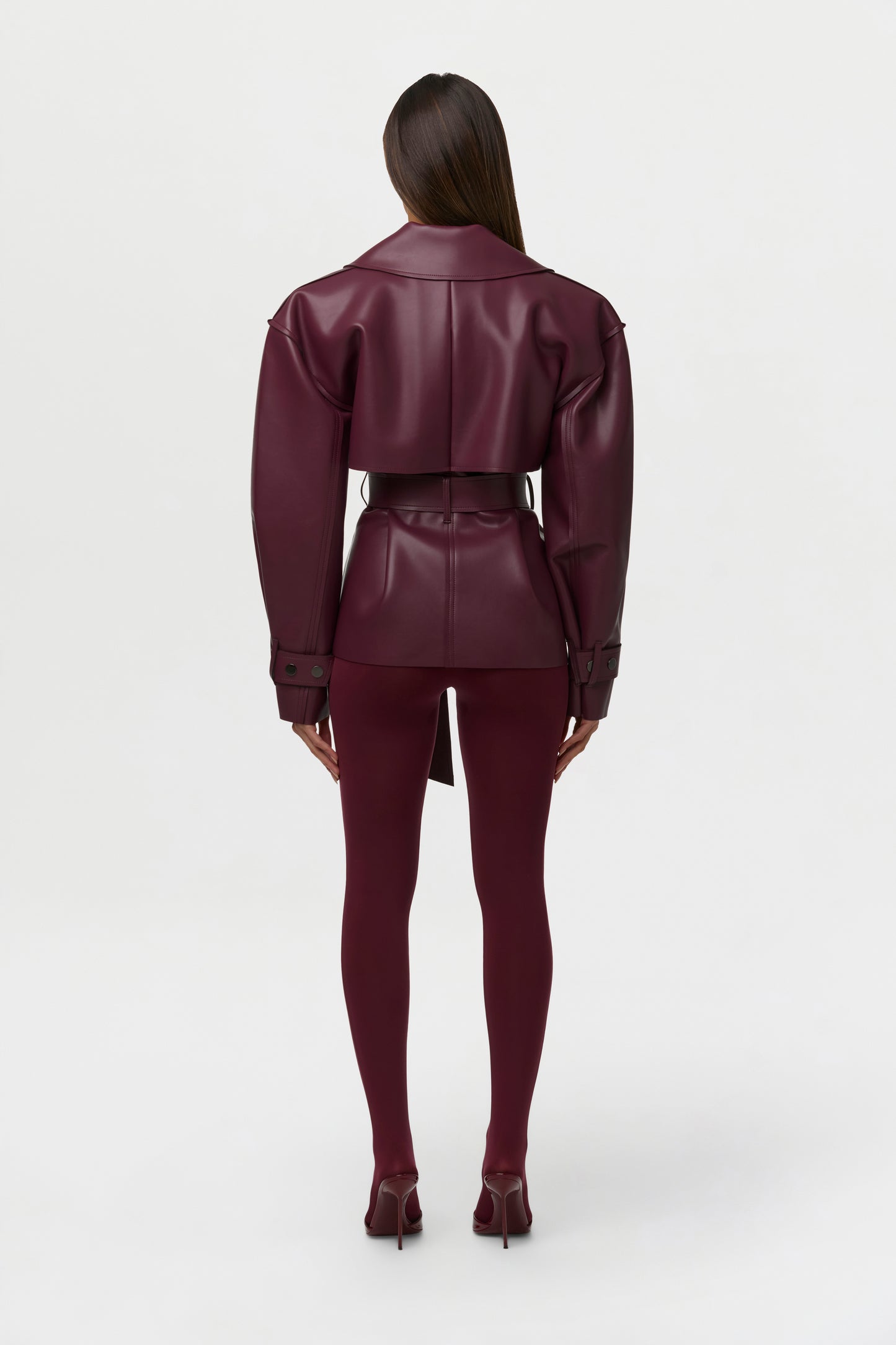 Vegan Leather Cropped Trench Jacket