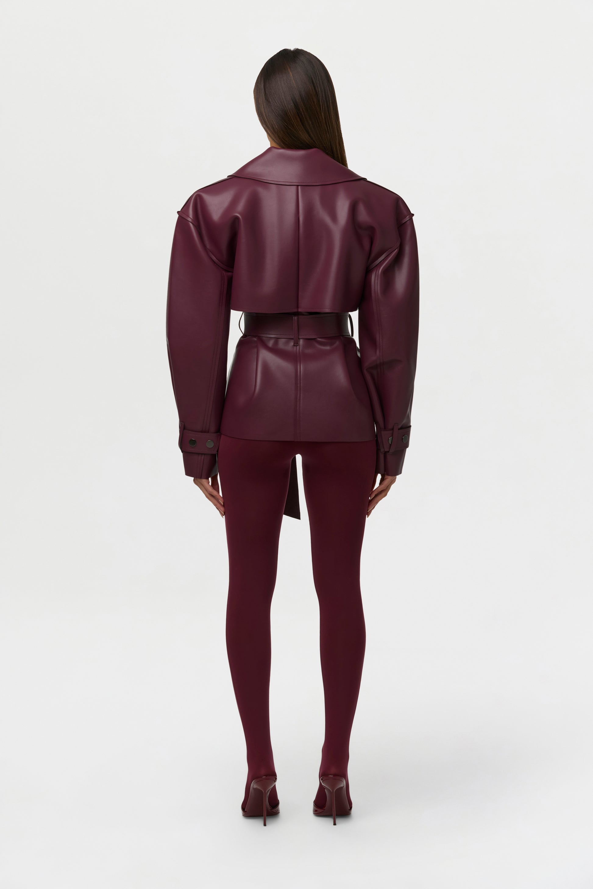 Vegan Leather Cropped Trench Jacket