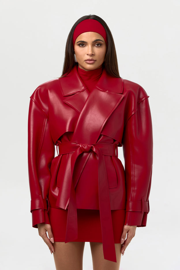 Vegan Leather Trench Jacket
