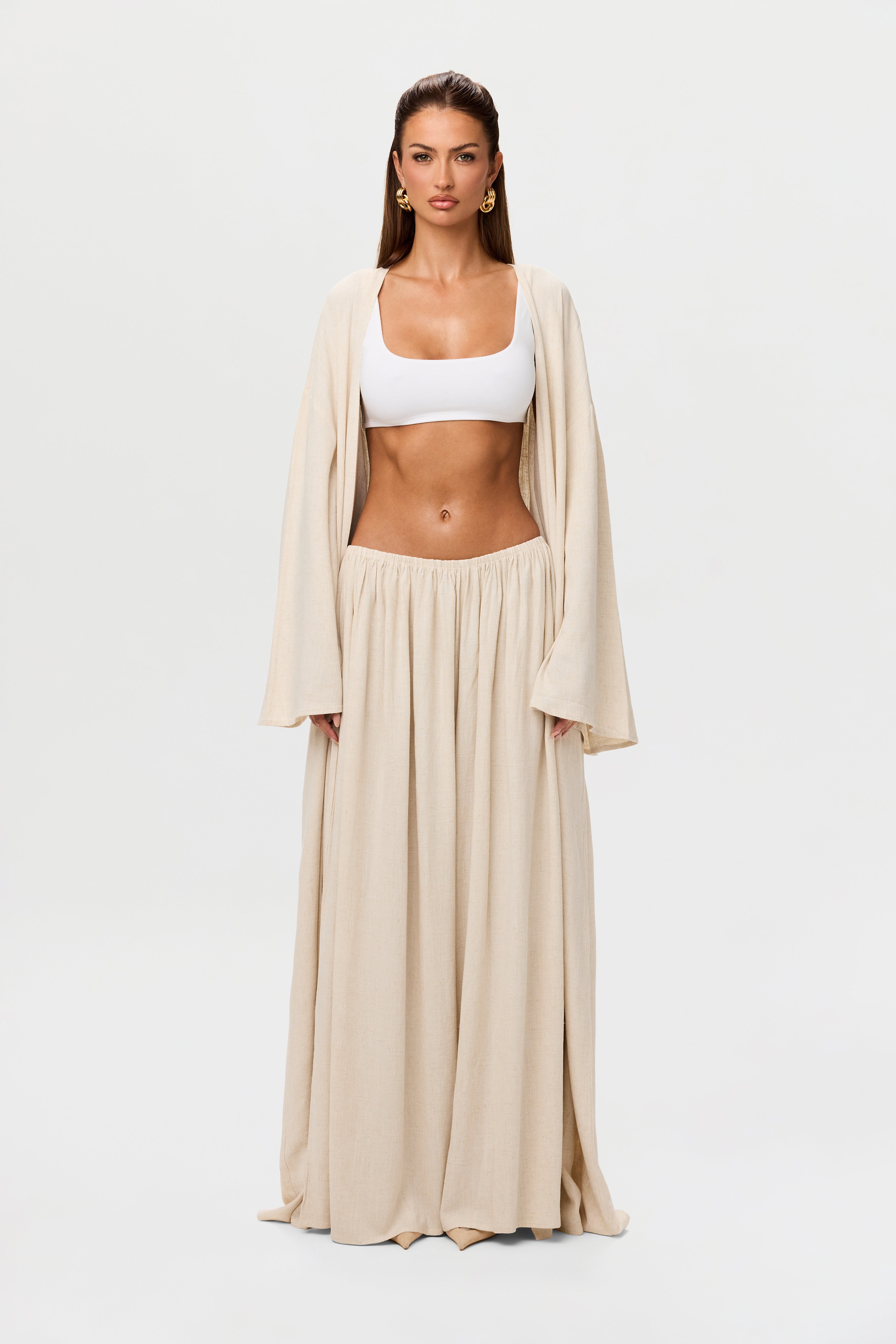 Linen Pleated Wide Leg Pants