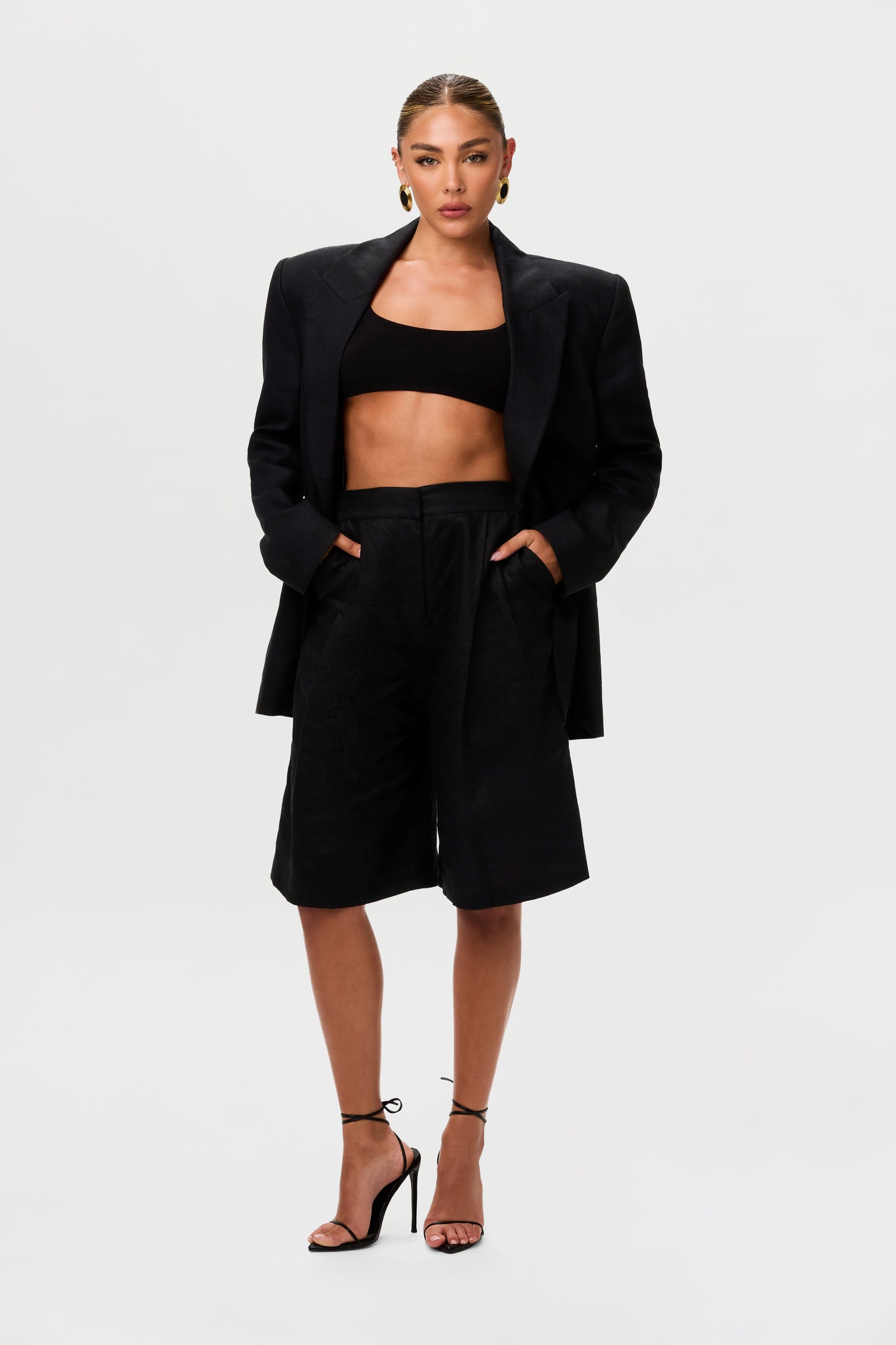 Linen Bermuda Wide Leg Short