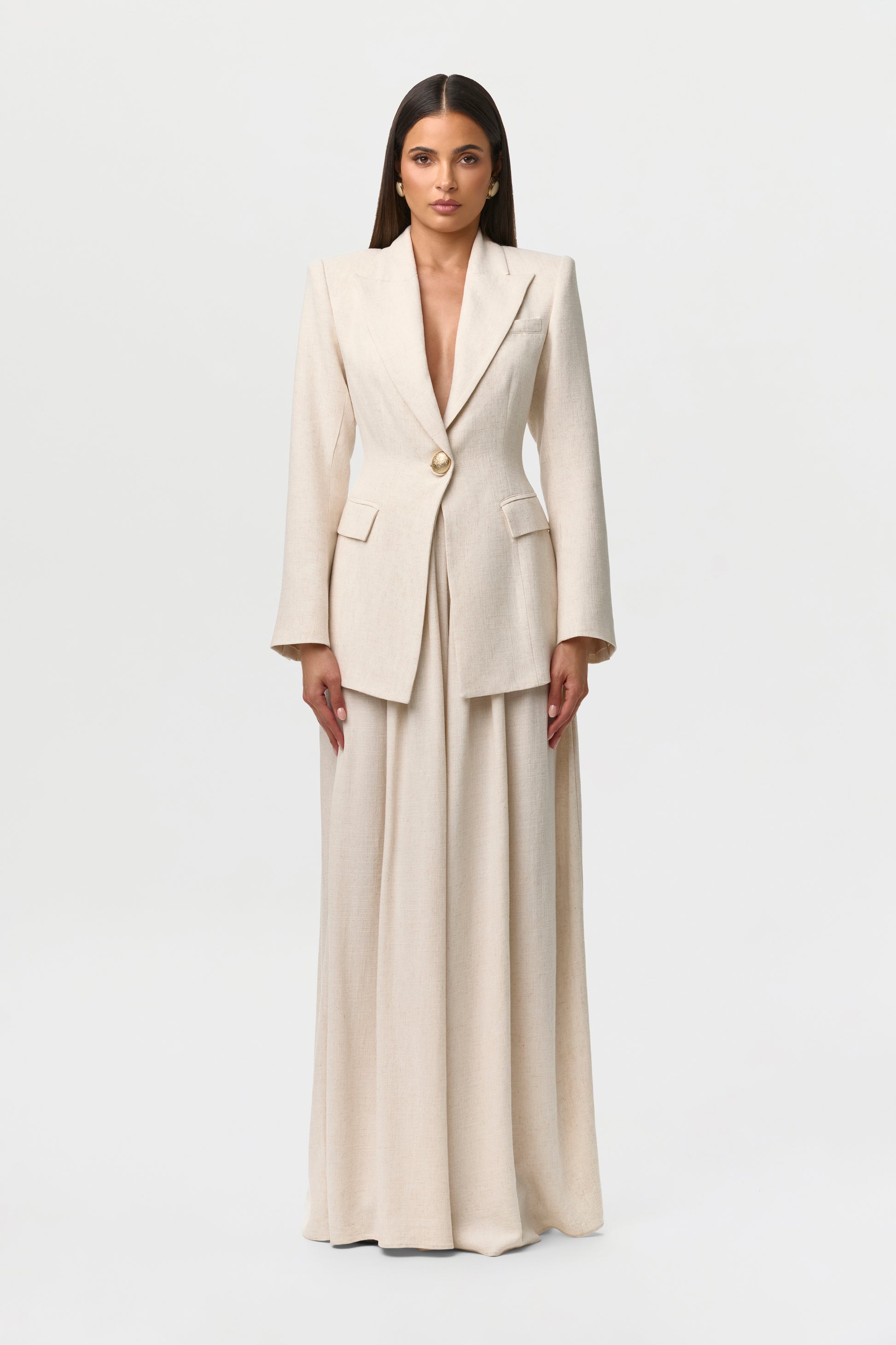 Linen Pleated Wide Leg Pants Petite