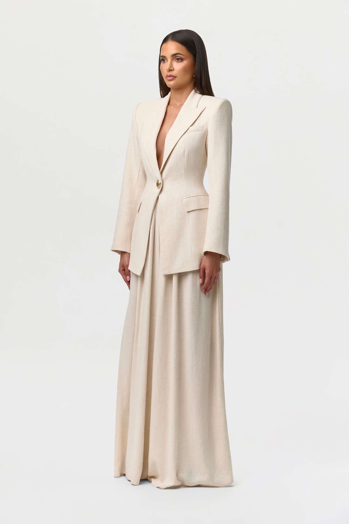 Linen Pleated Wide Leg Pants Petite