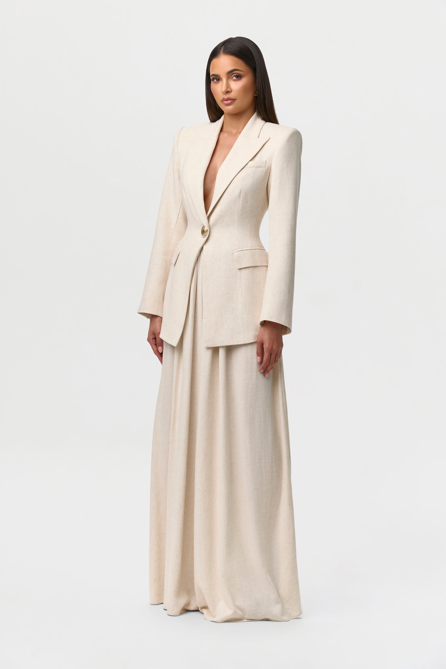 Linen Pleated Wide Leg Pants Petite