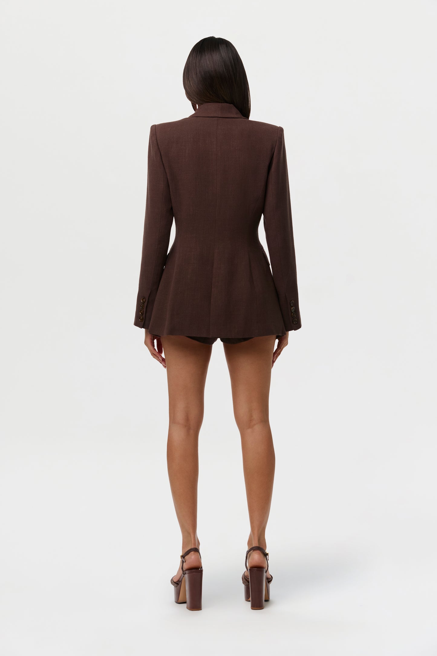 Dark Chocolate Linen High Waist Shorts