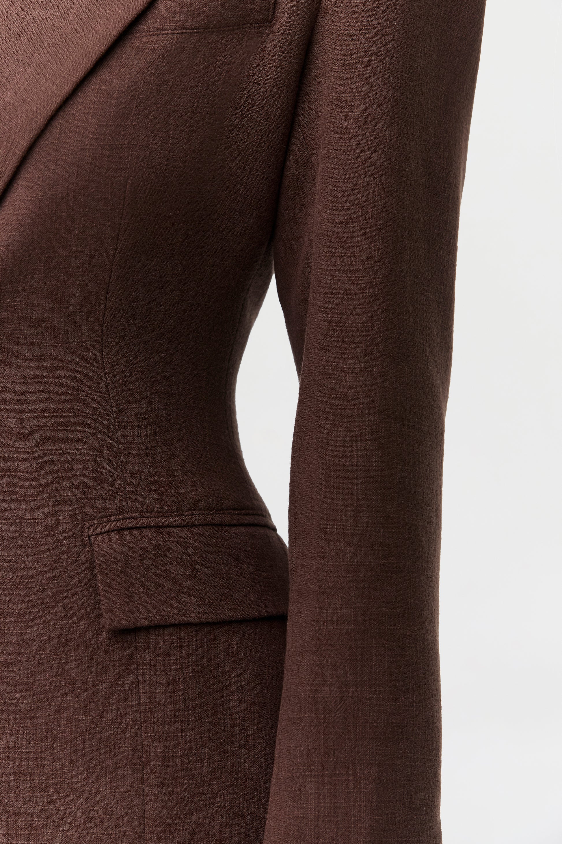 Dark Chocolate Linen Sculpt Suited Blazer