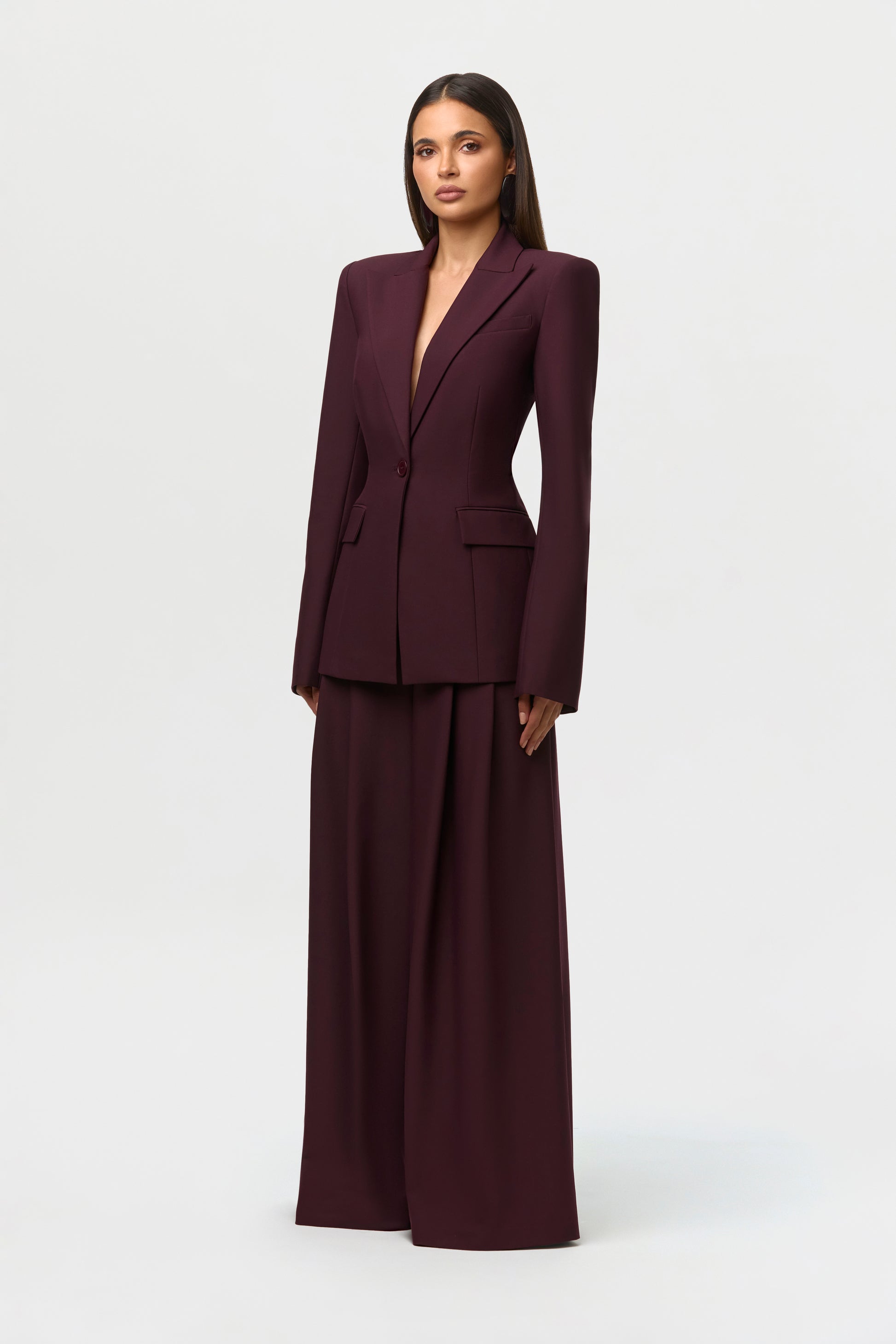 Suiting Pleated Wide-Leg Pant