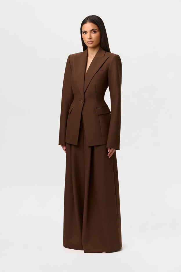 Suiting Pleated Wide-Leg Pant
