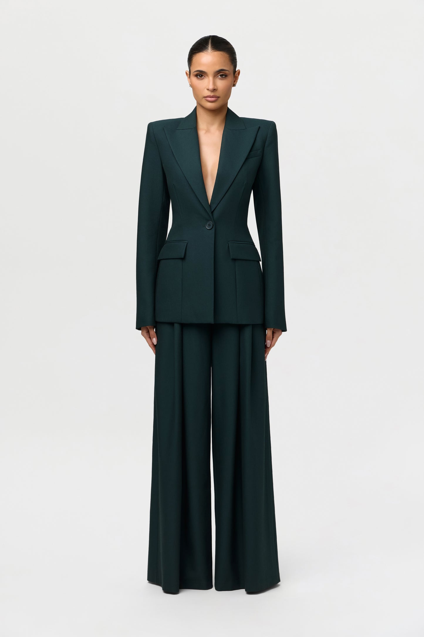 Suiting Pleated Wide-Leg Pant