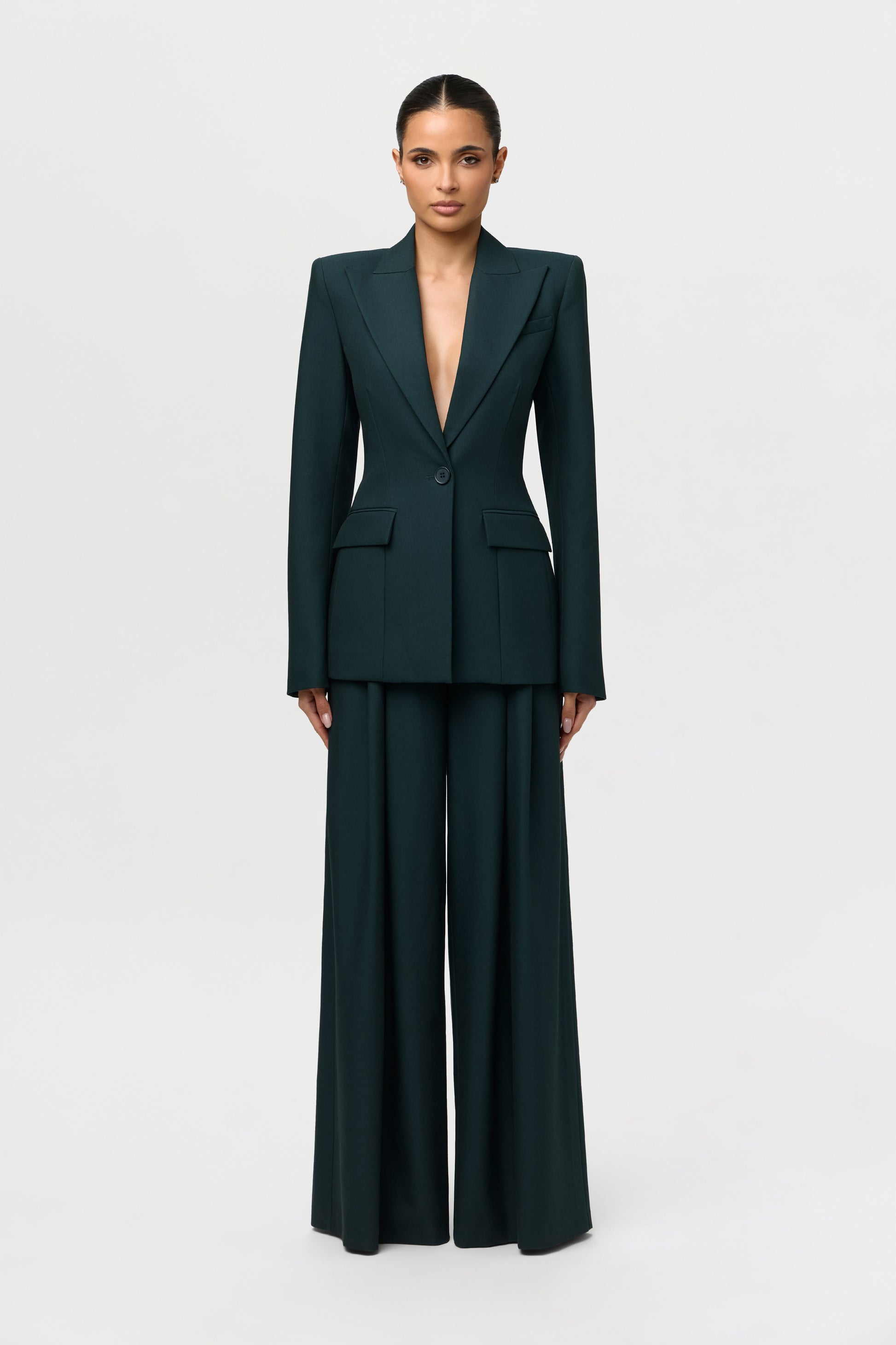Suiting Pleated Wide-Leg Pant