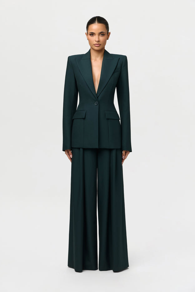 Suiting Pleated Wide-Leg Pant