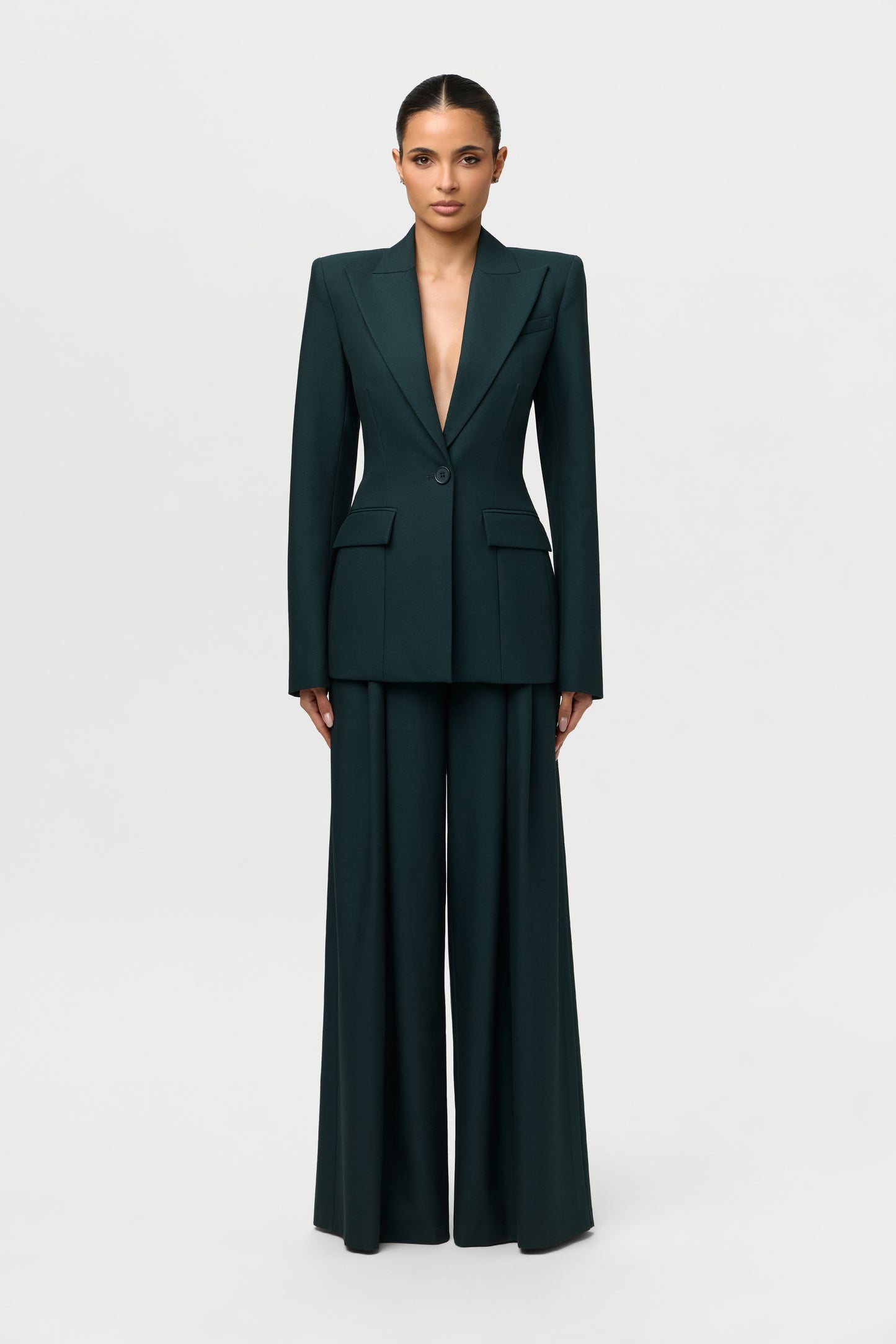 Suiting Pleated Wide-Leg Pant