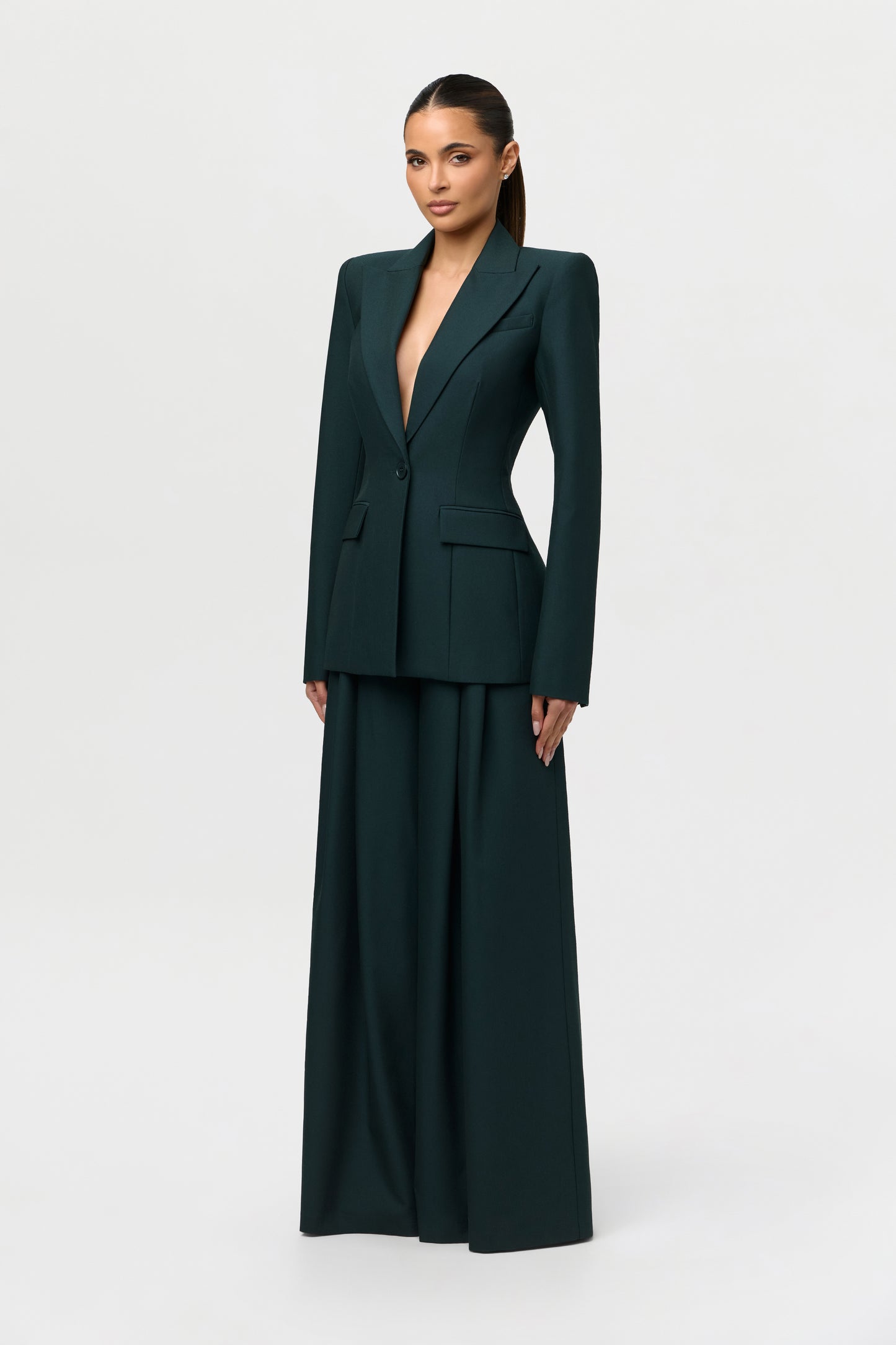 Suiting Pleated Wide-Leg Pant
