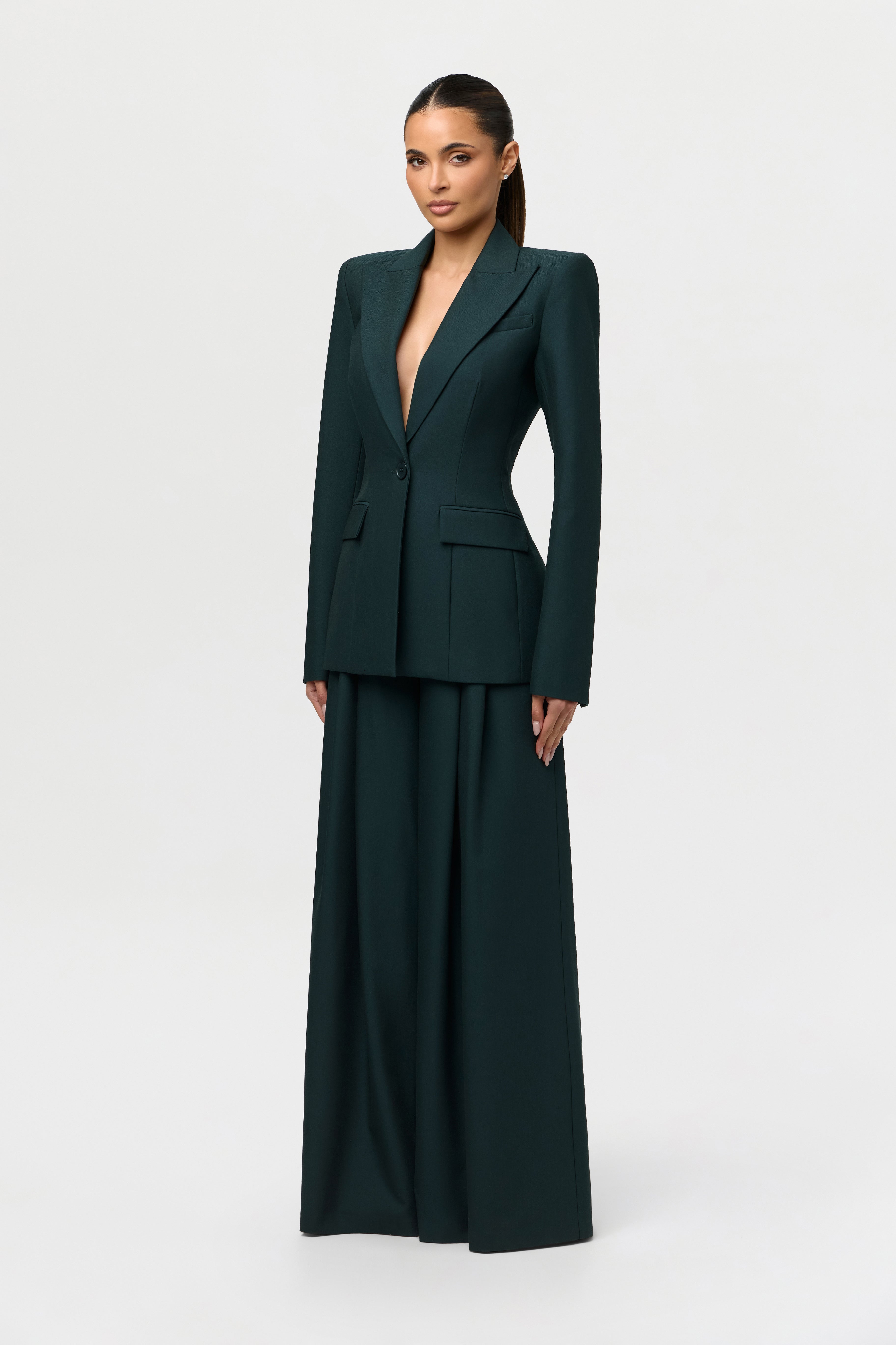 Suiting Pleated Wide-Leg Pant