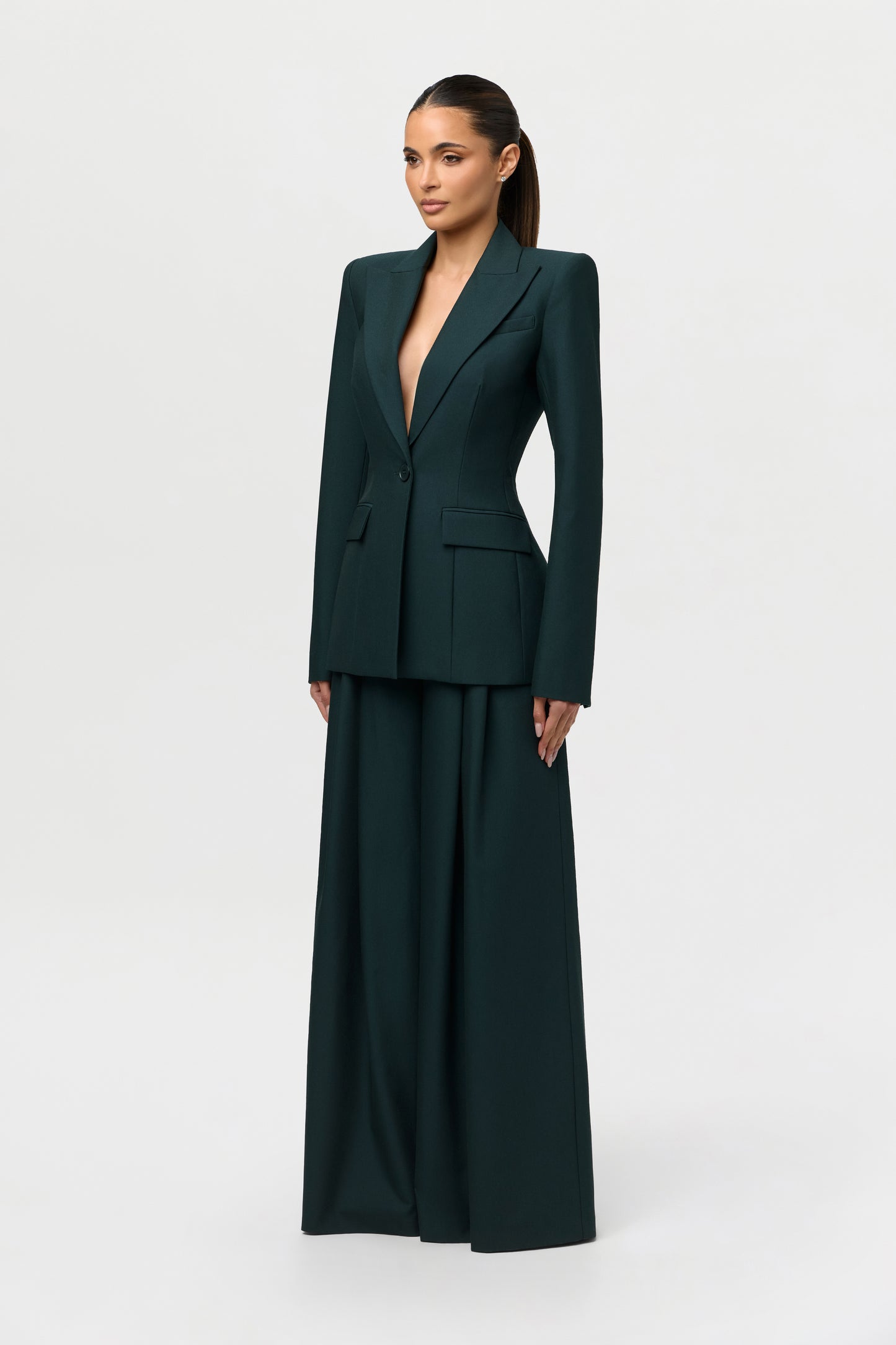 Suiting Pleated Wide-Leg Pant