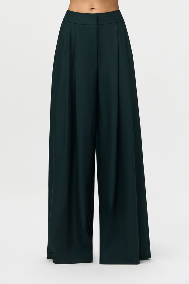 Suiting Pleated Wide-Leg Pant