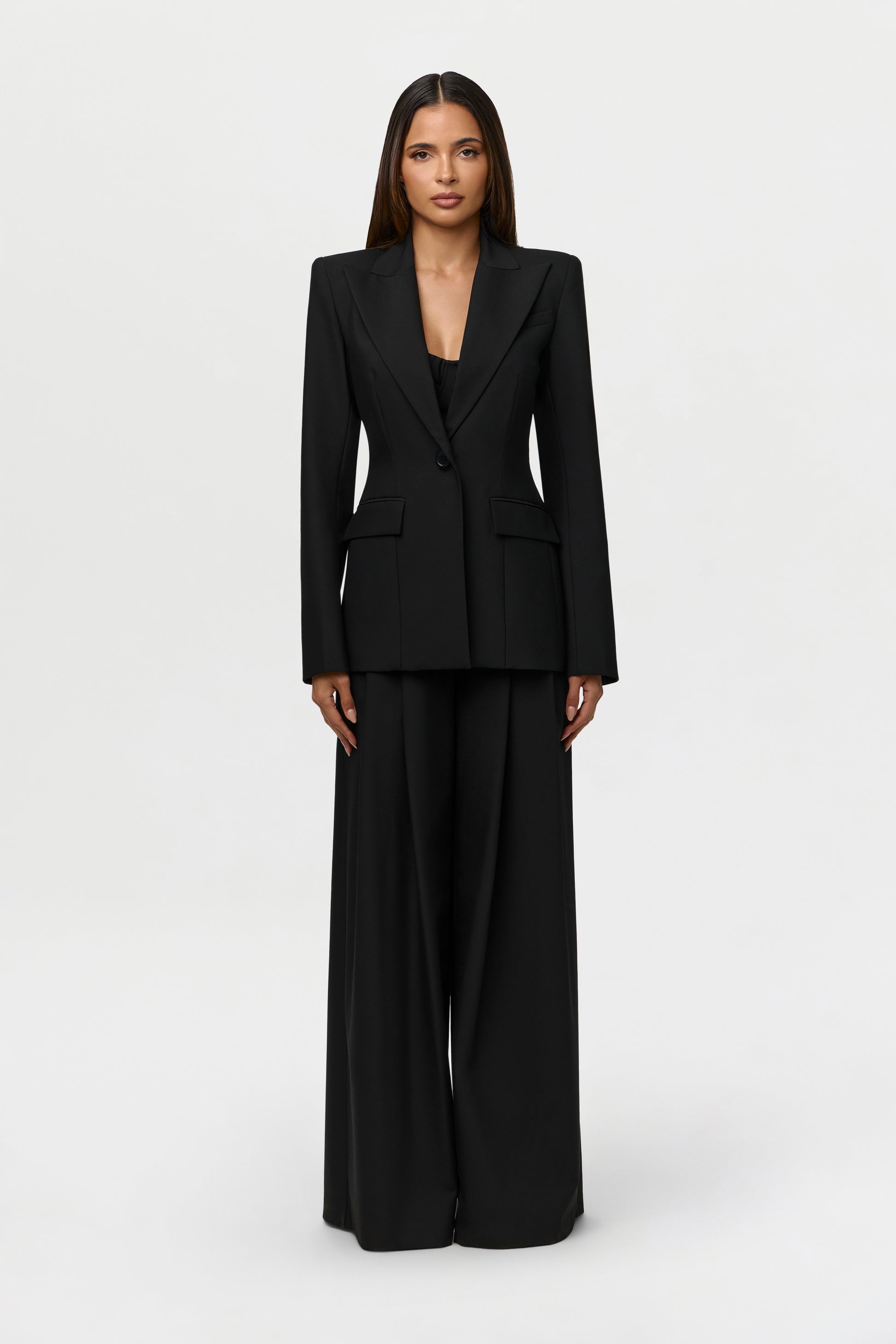 Suiting Pleated Wide-Leg Pant