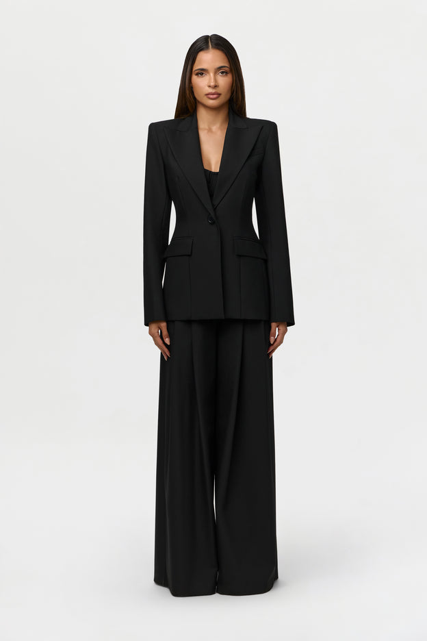 Suiting Pleated Wide-Leg Pant