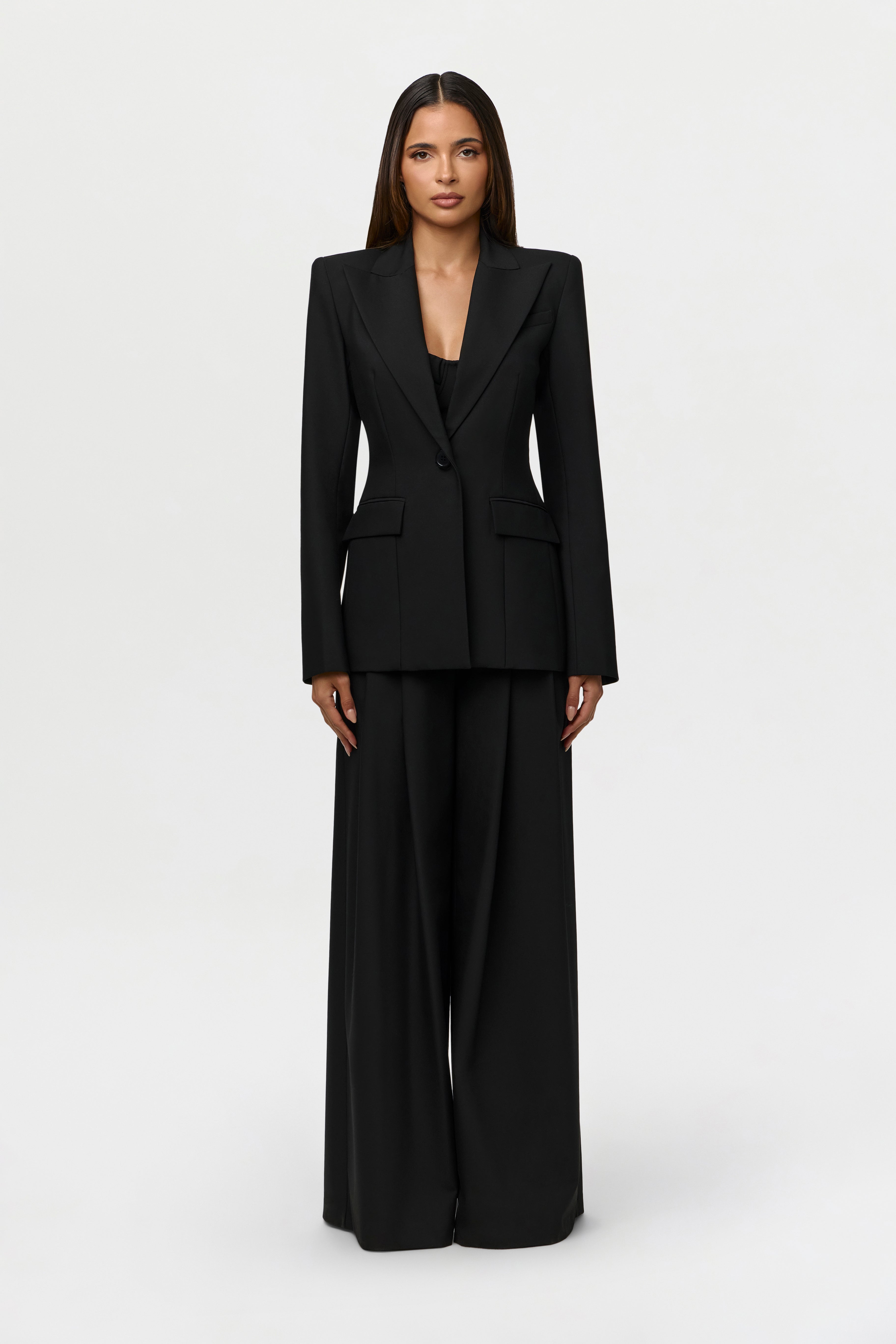 Suiting Pleated Wide-Leg Pant