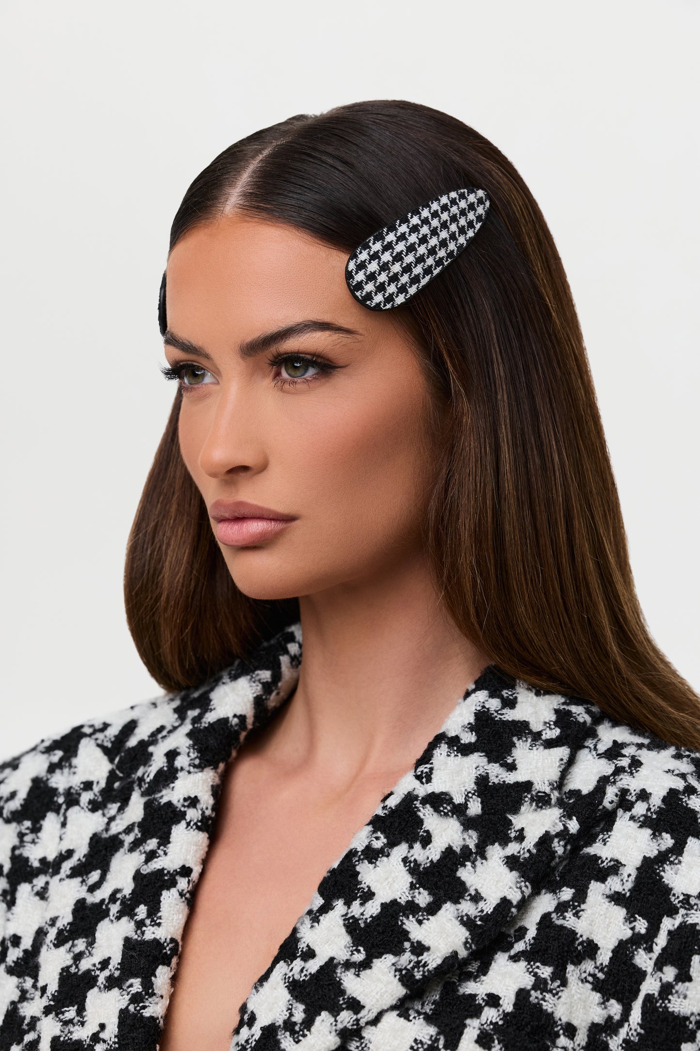 Tweed Houndstooth Hair Clips