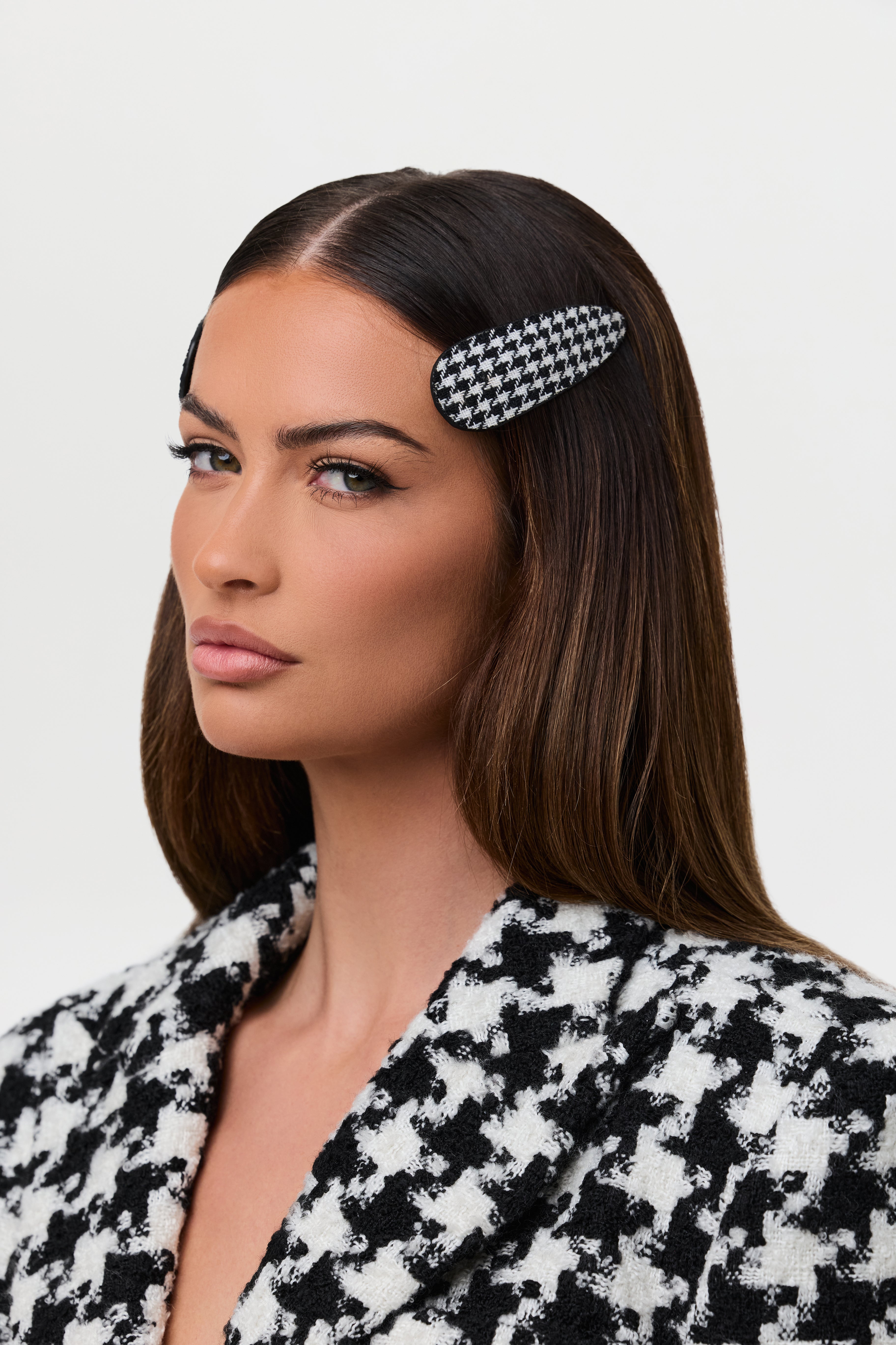 Tweed Houndstooth Hair Clips