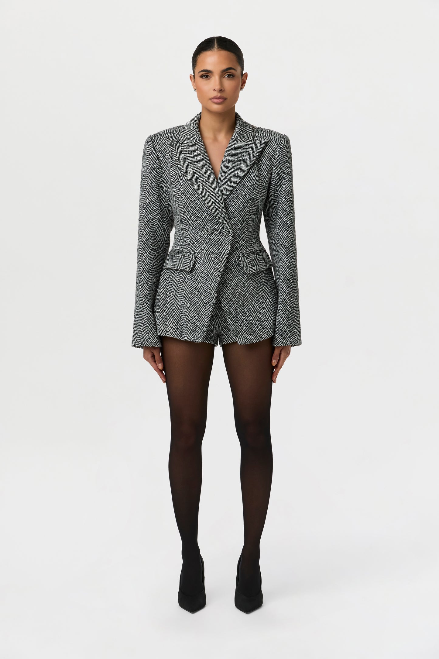 Chevron Power Suit Blazer