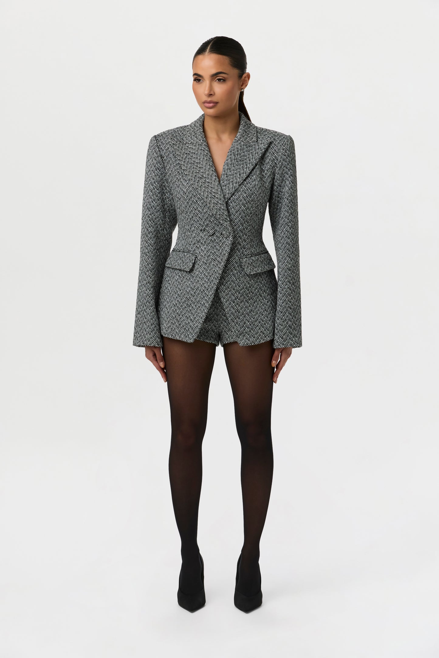 Chevron Suited Hot Pants