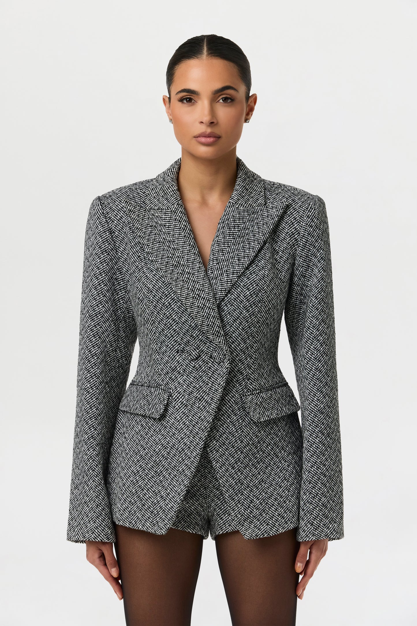 Chevron Power Suit Blazer