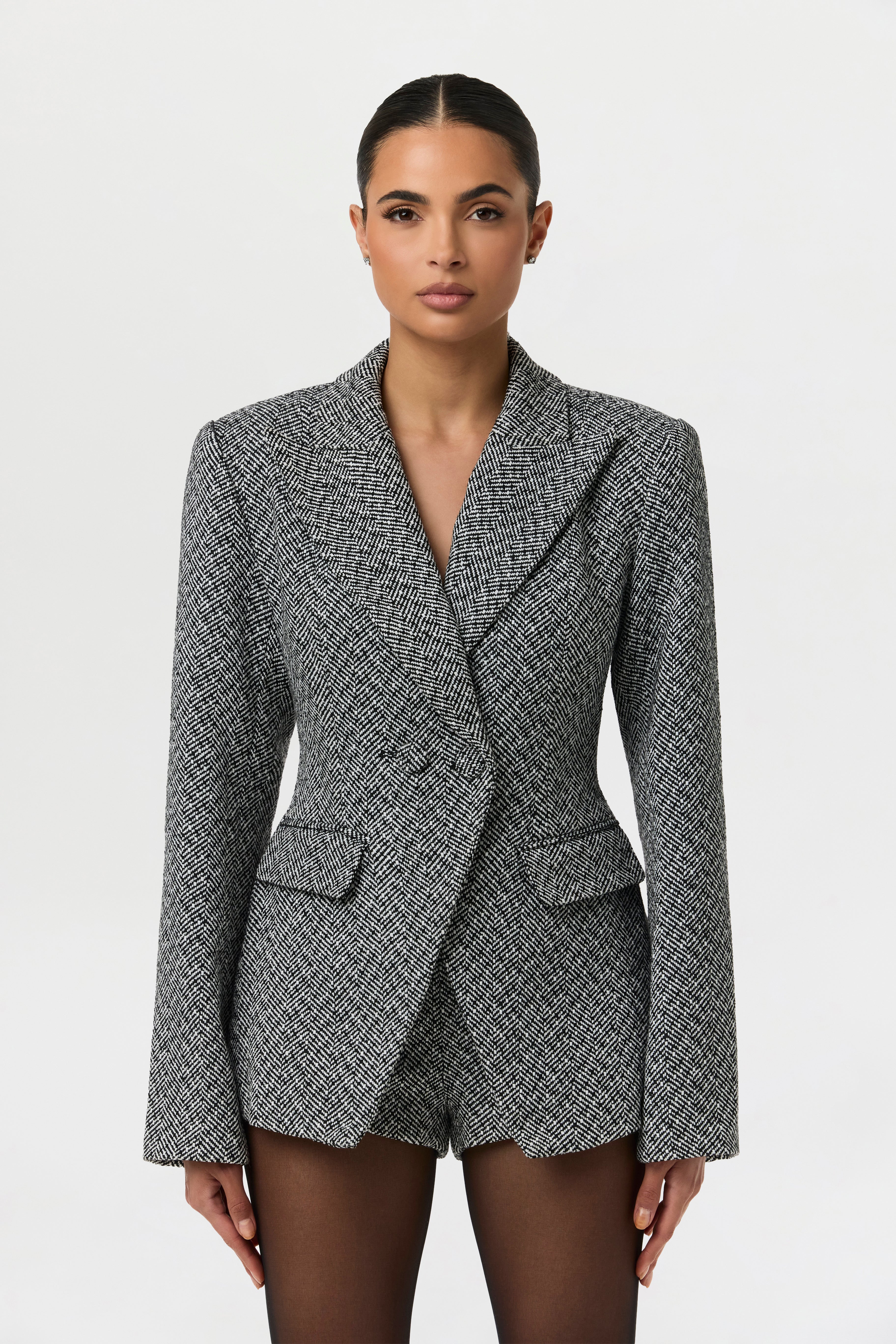 Chevron Power Suit Blazer