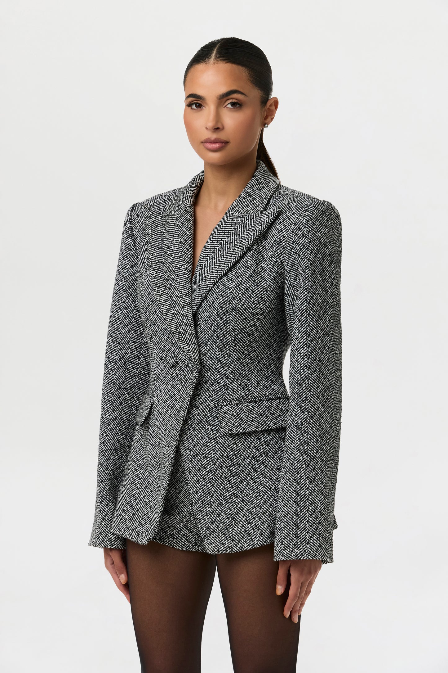 Chevron Power Suit Blazer