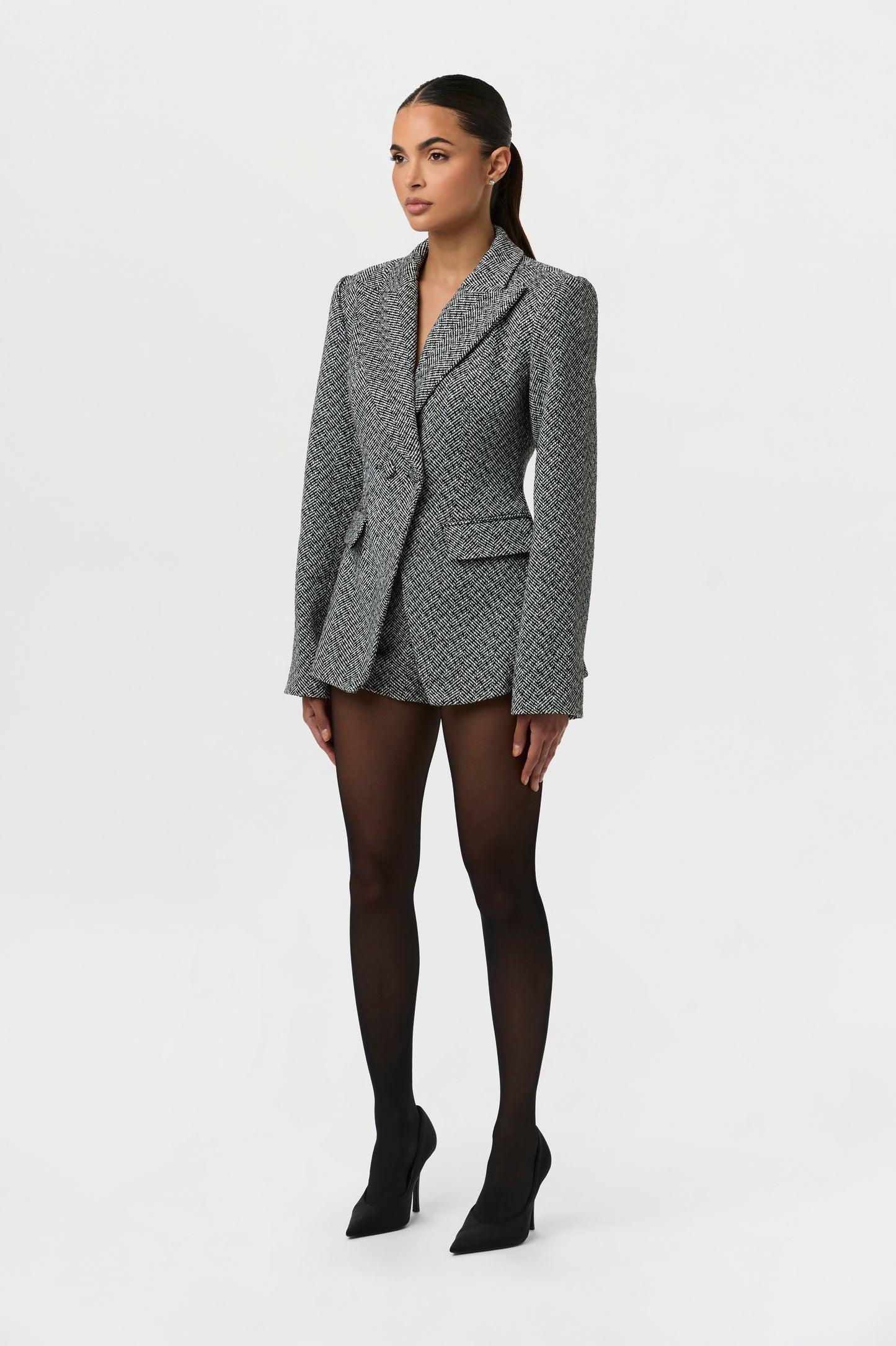 Chevron Power Suit Blazer