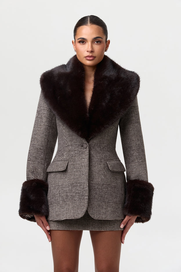 Suiting Plaid Houndstooth Mini Skirt