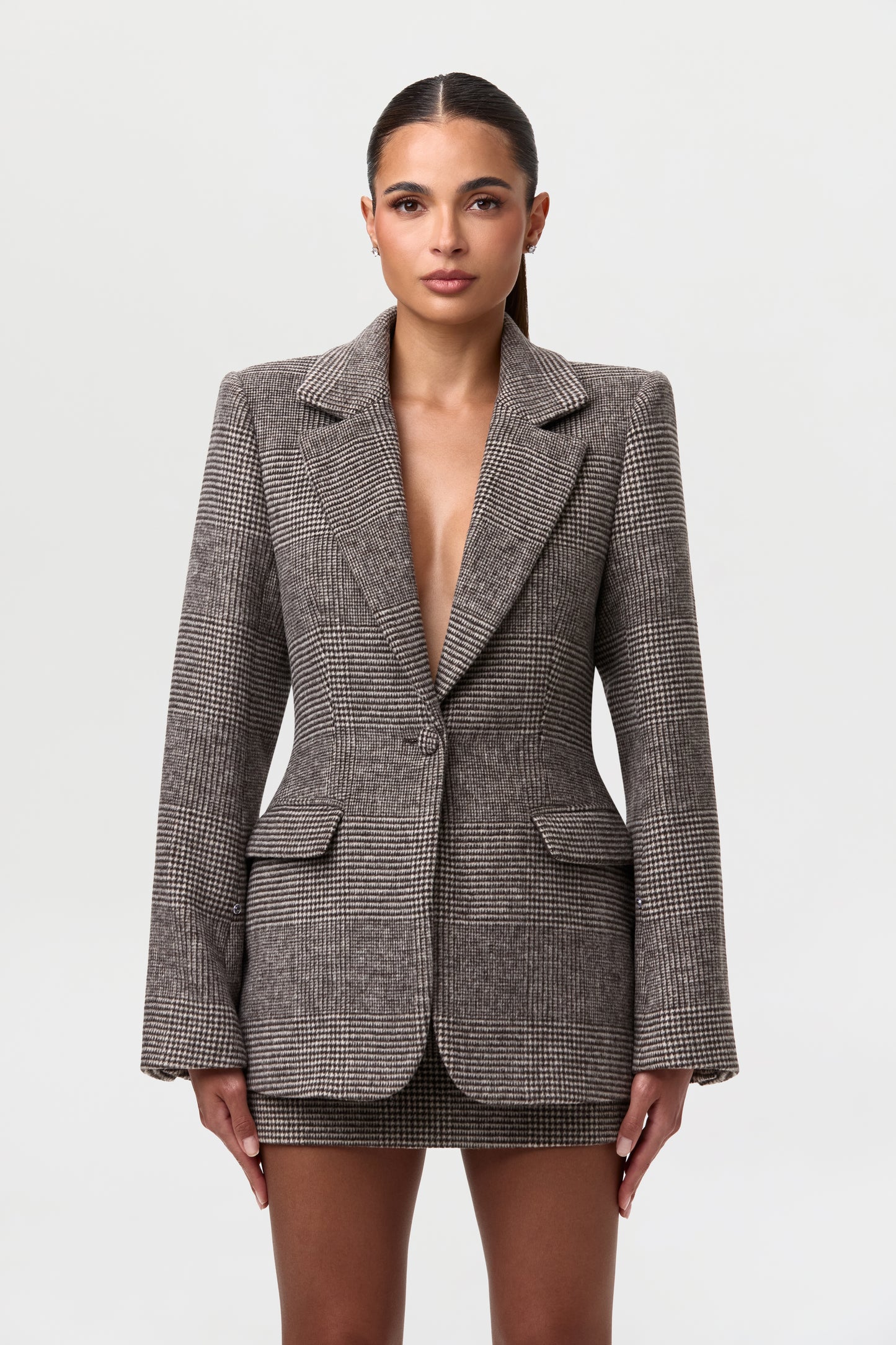 Suiting Plaid Houndstooth Mini Skirt
