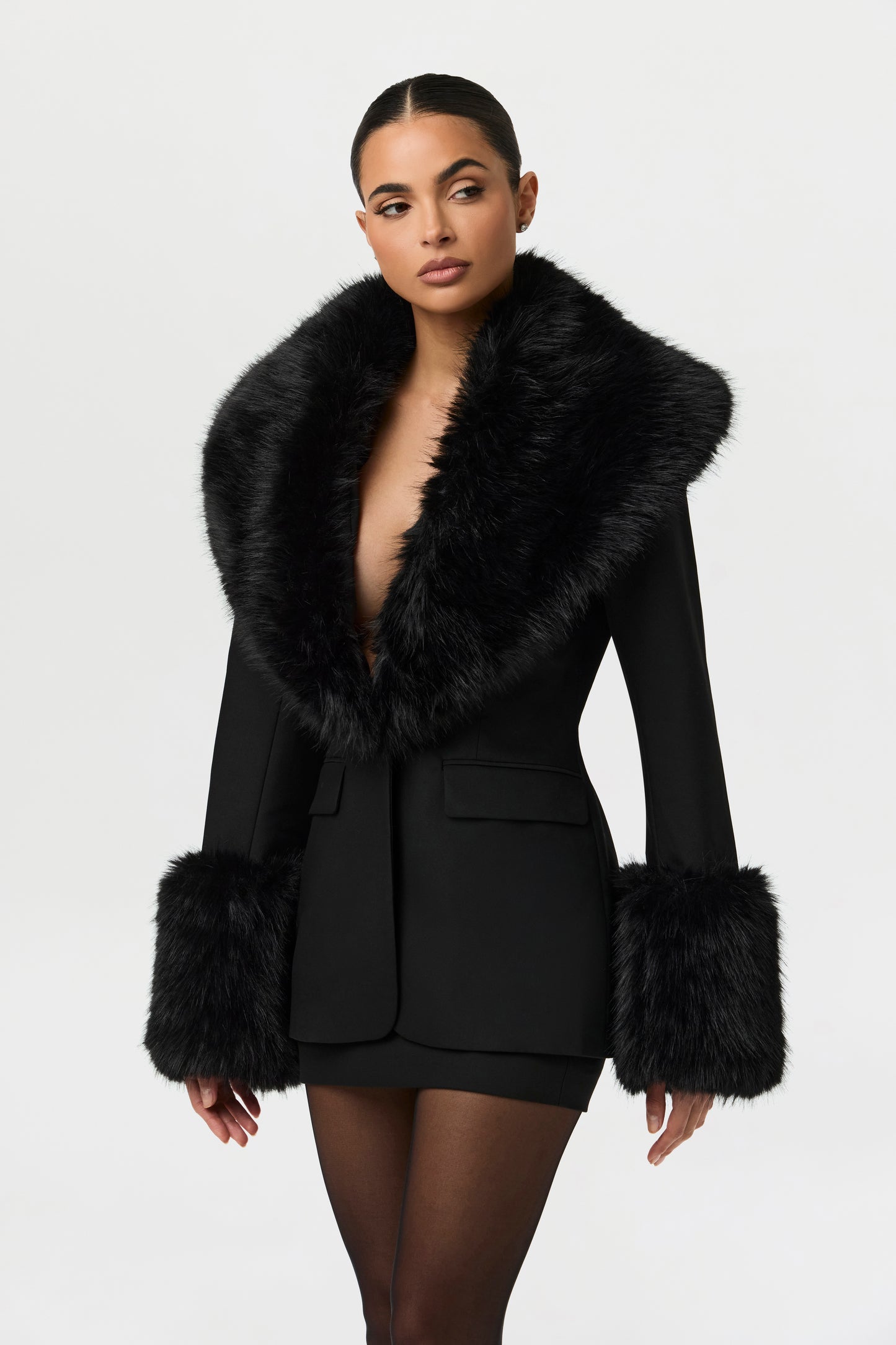 Faux Fur Suited Blazer