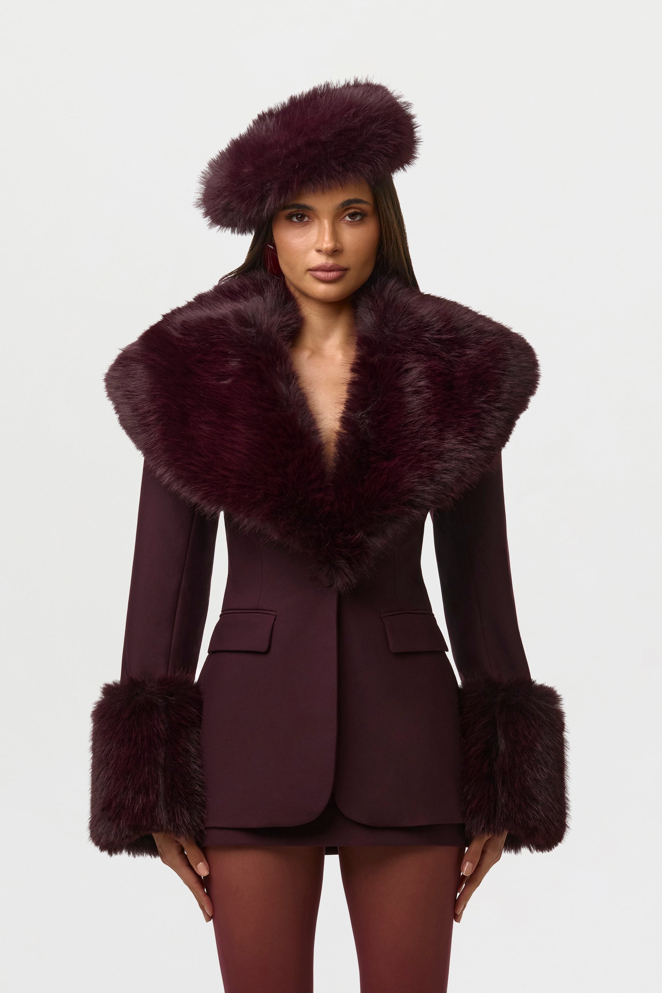 Faux Fur Suited Blazer