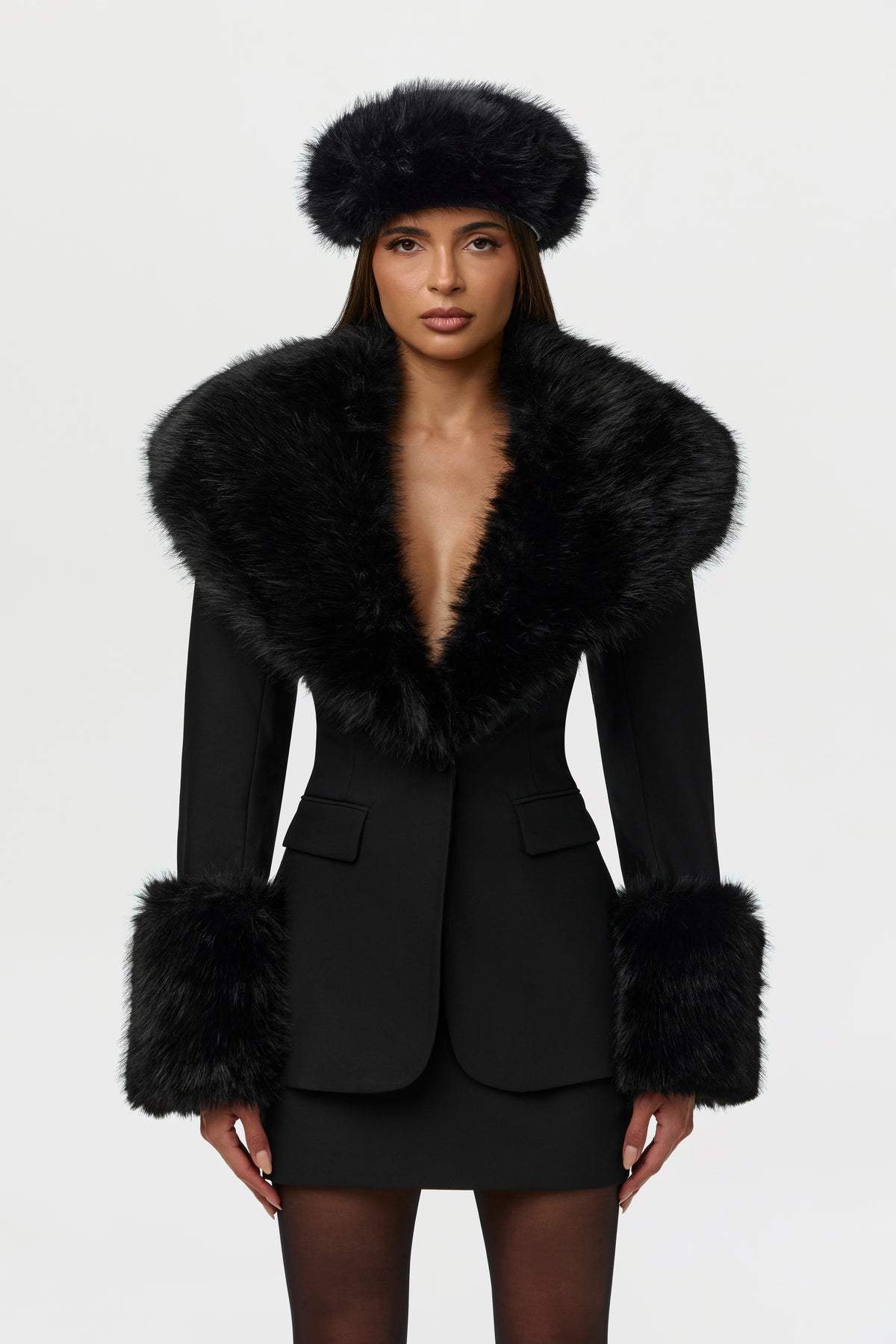 Faux Fur Suited Blazer