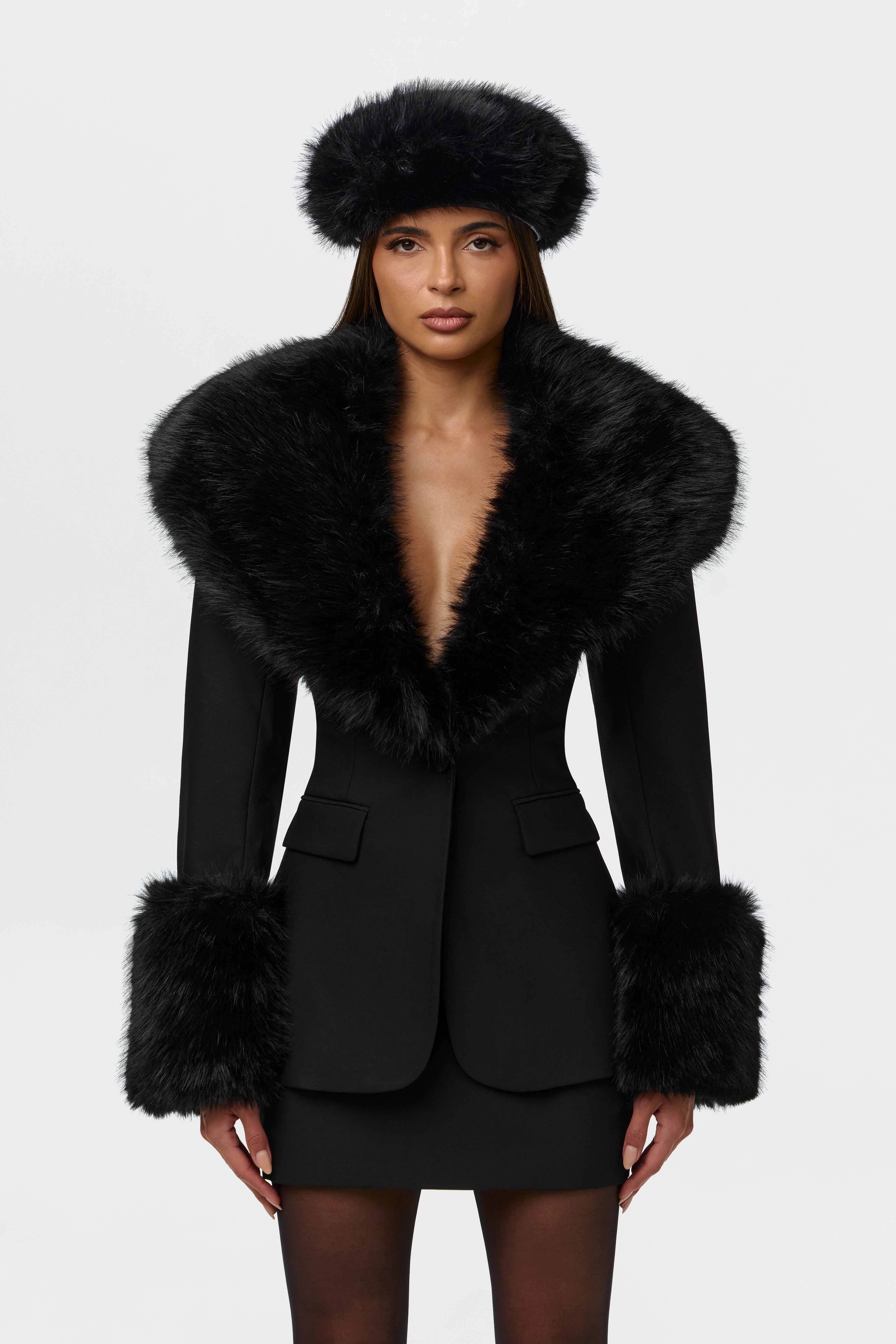 Faux Fur Suited Blazer