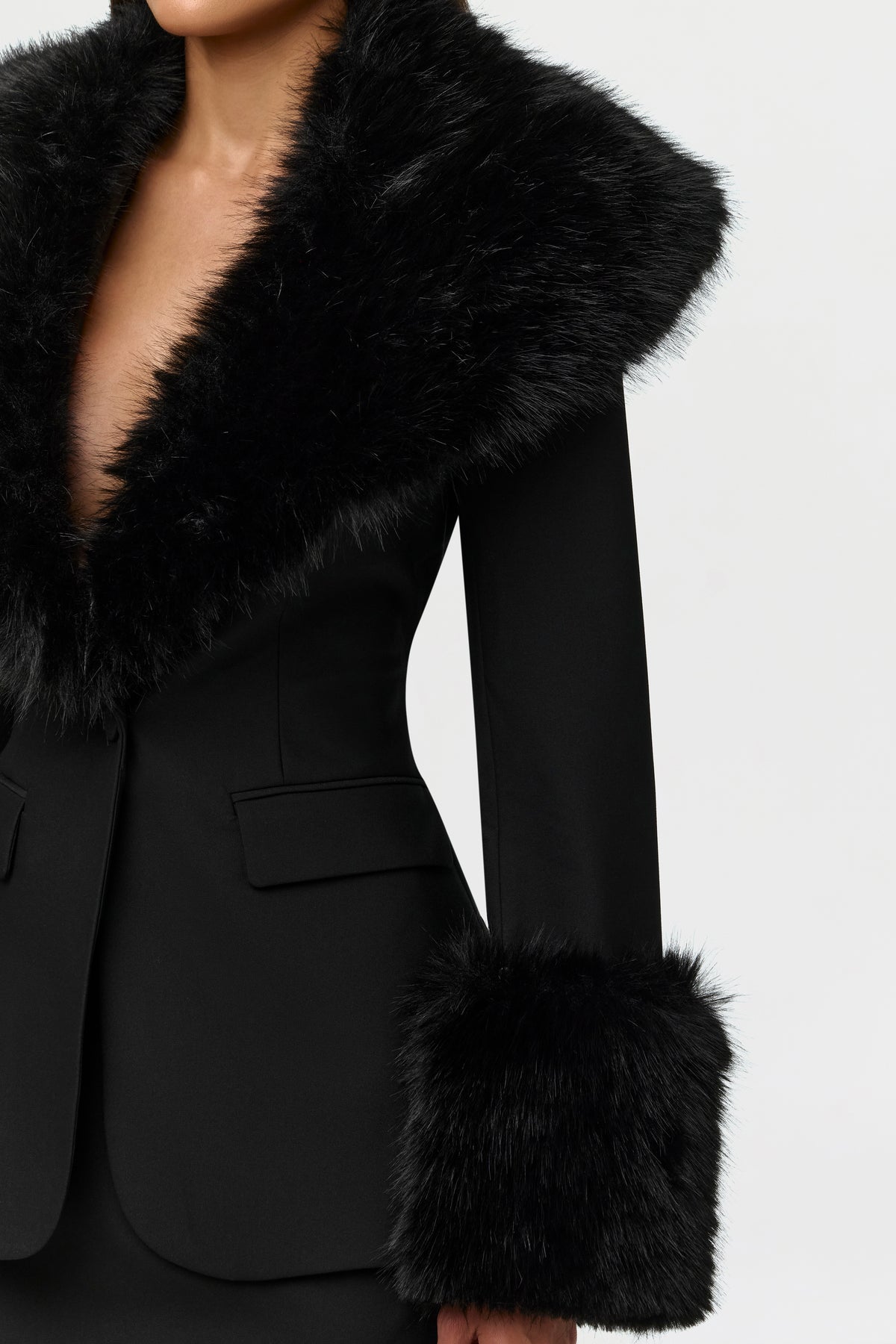 Faux Fur Suited Blazer