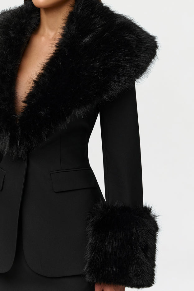 Faux Fur Suited Blazer